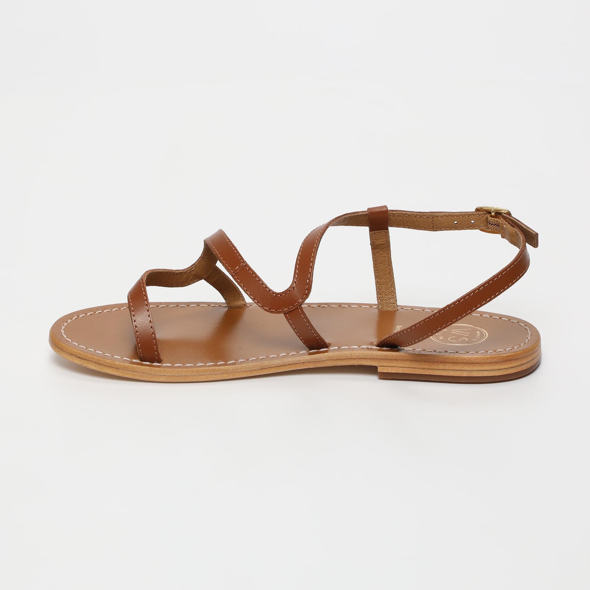 HOANI sandales entre doigt en cuir camel