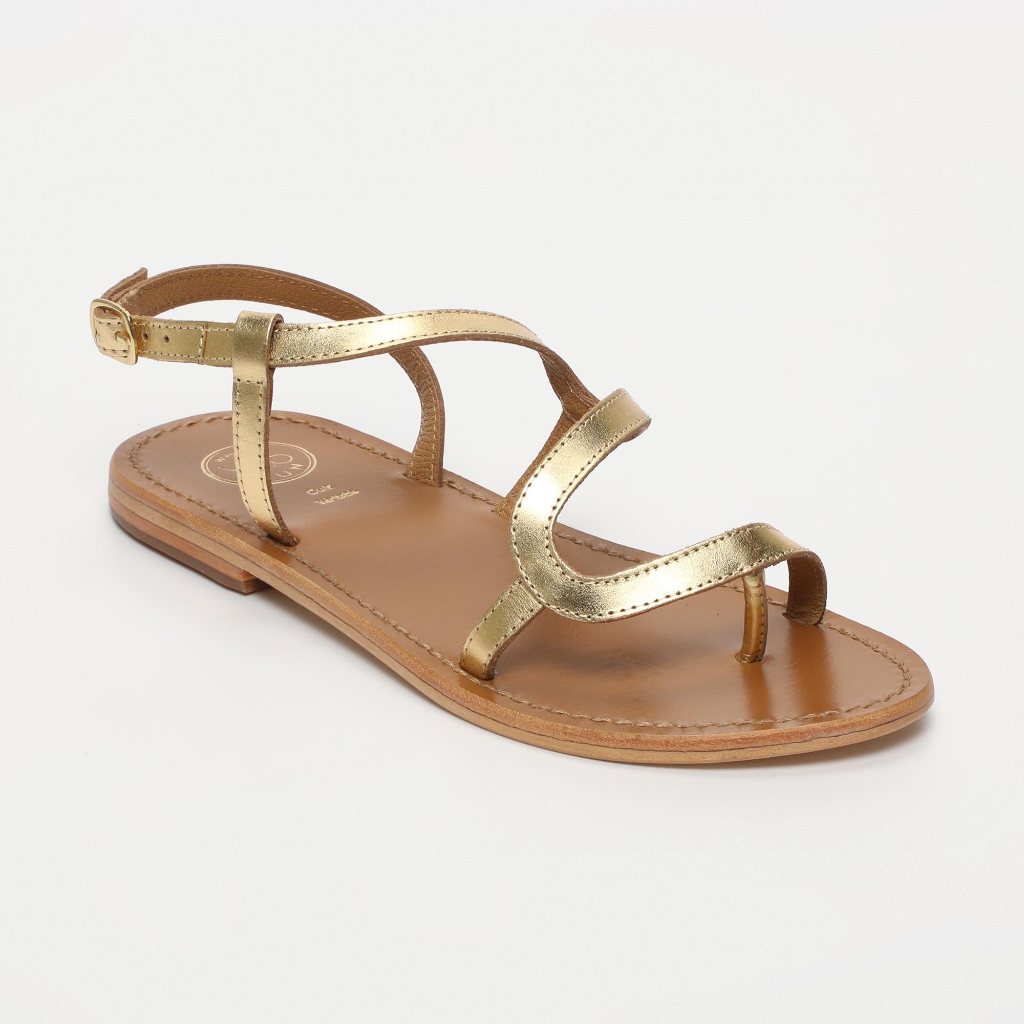 HOANI sandales entre doigt en cuir or foncé