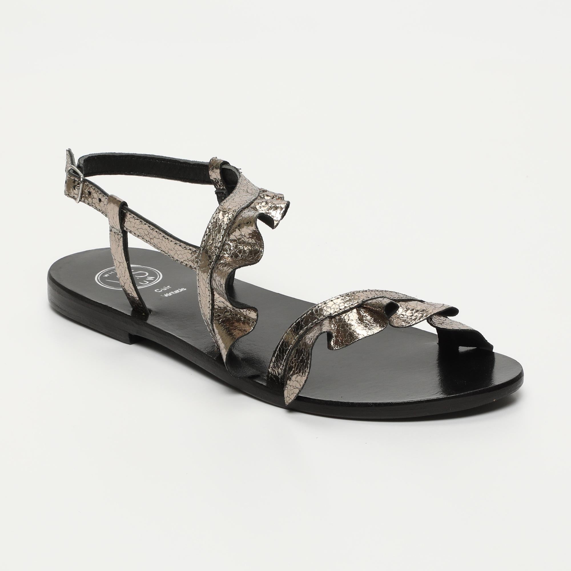 HARPER sandales fantaisie en cuir étain