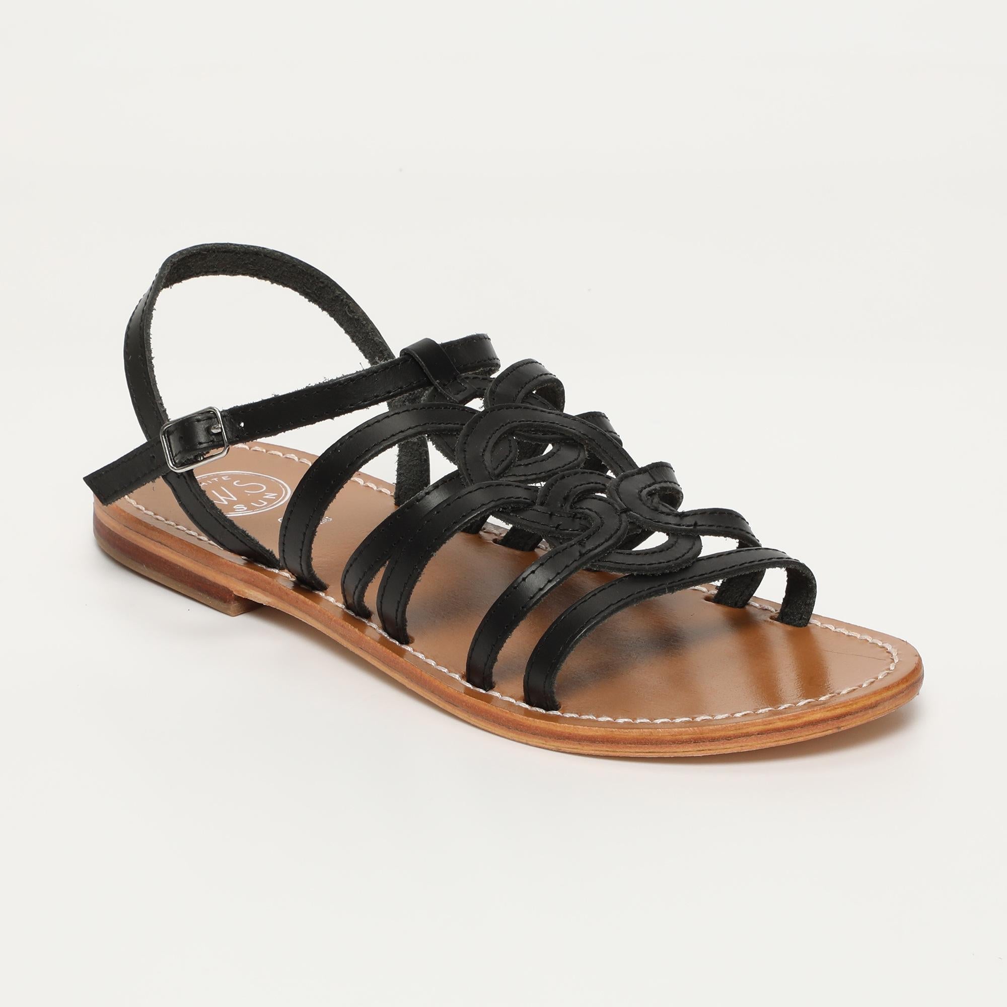 HENNA sandales en cuir noir