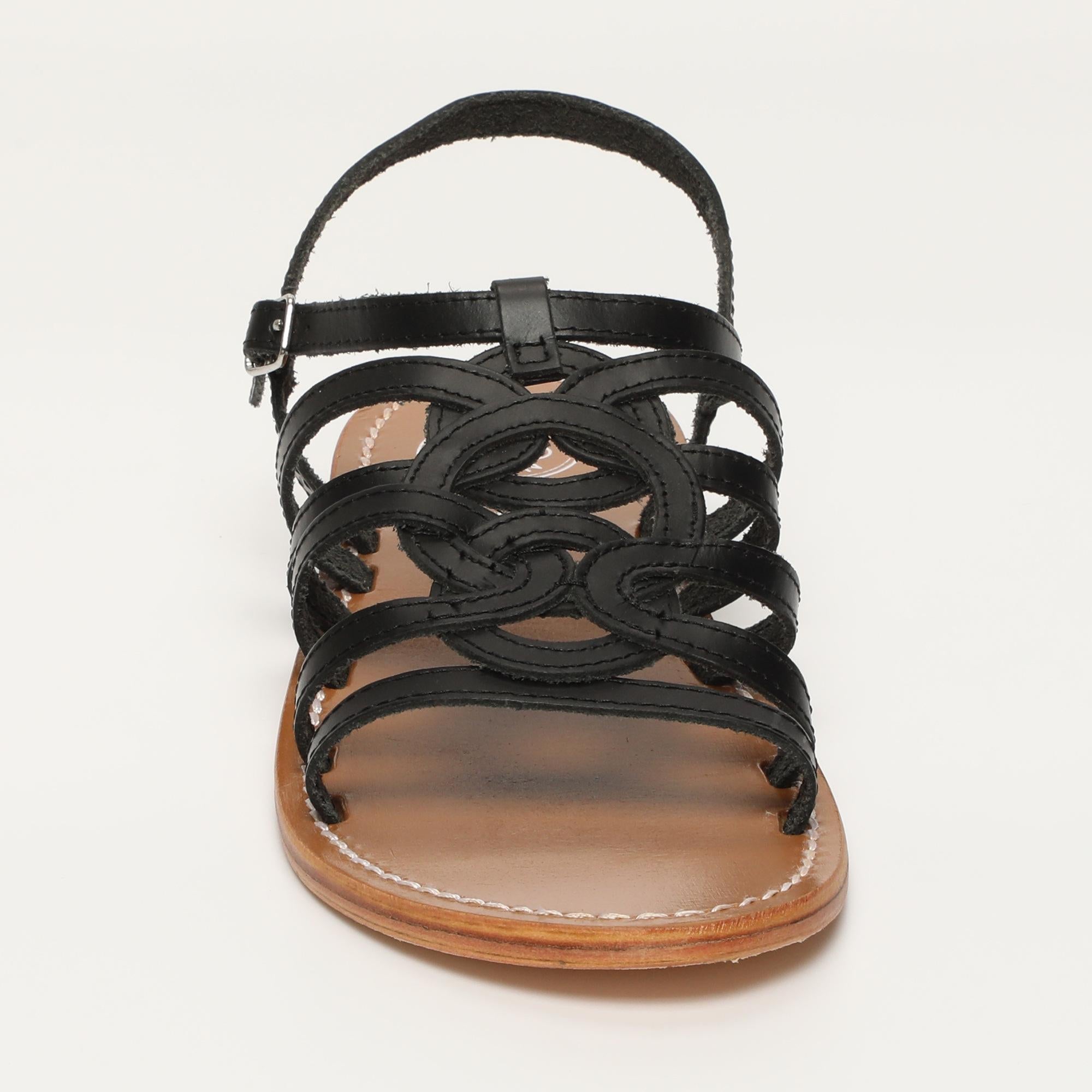 HENNA sandales en cuir noir