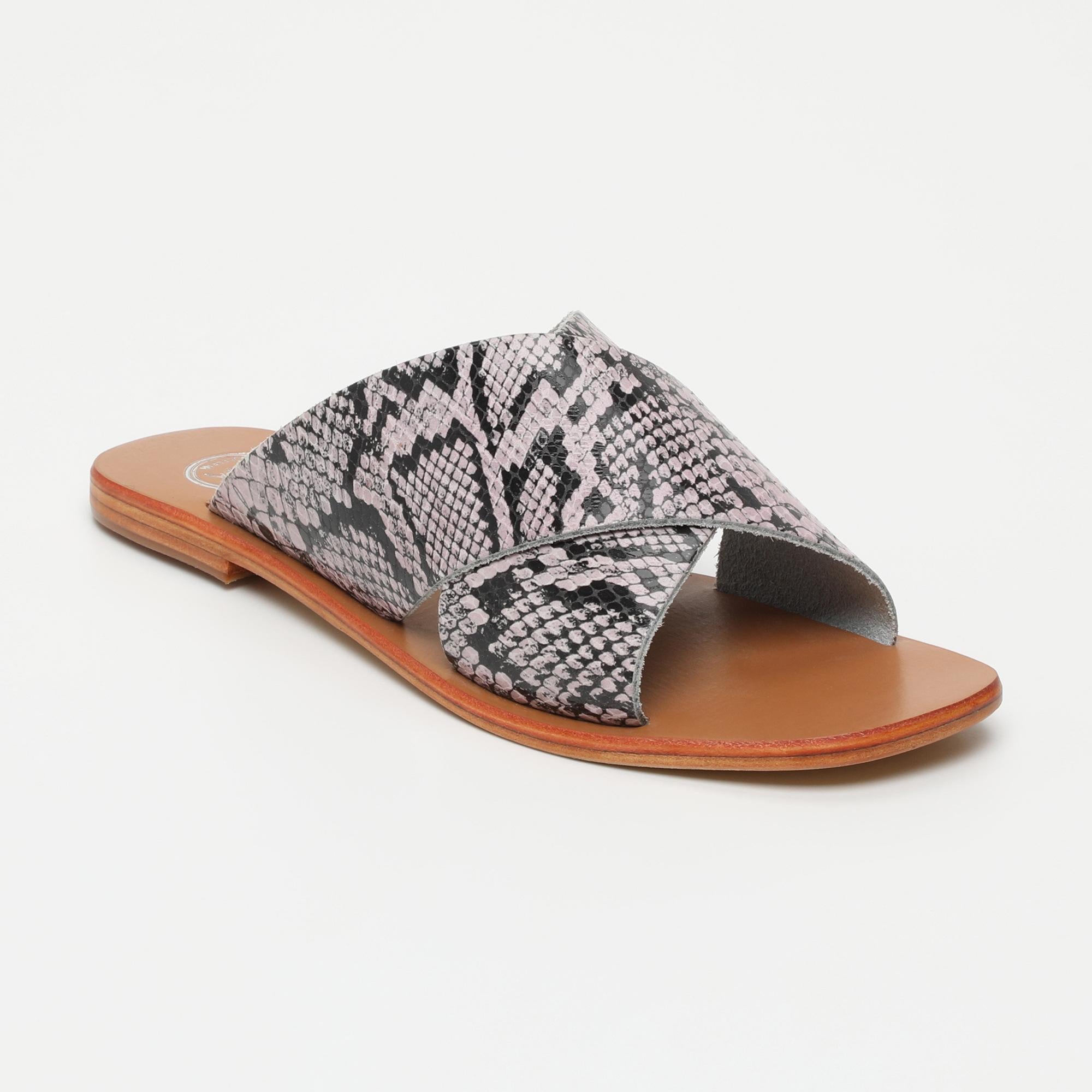IGGY sandales en cuir python rose clair