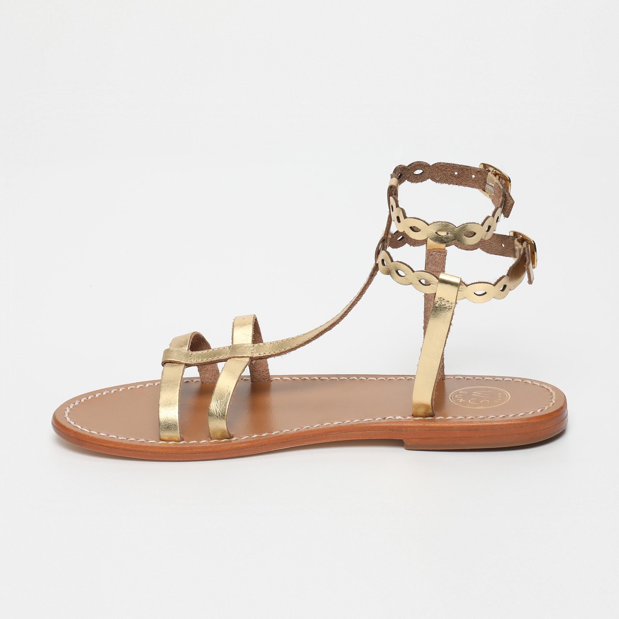 JESSAMINE sandales spartiates bracelet de cheville en cuir or foncé