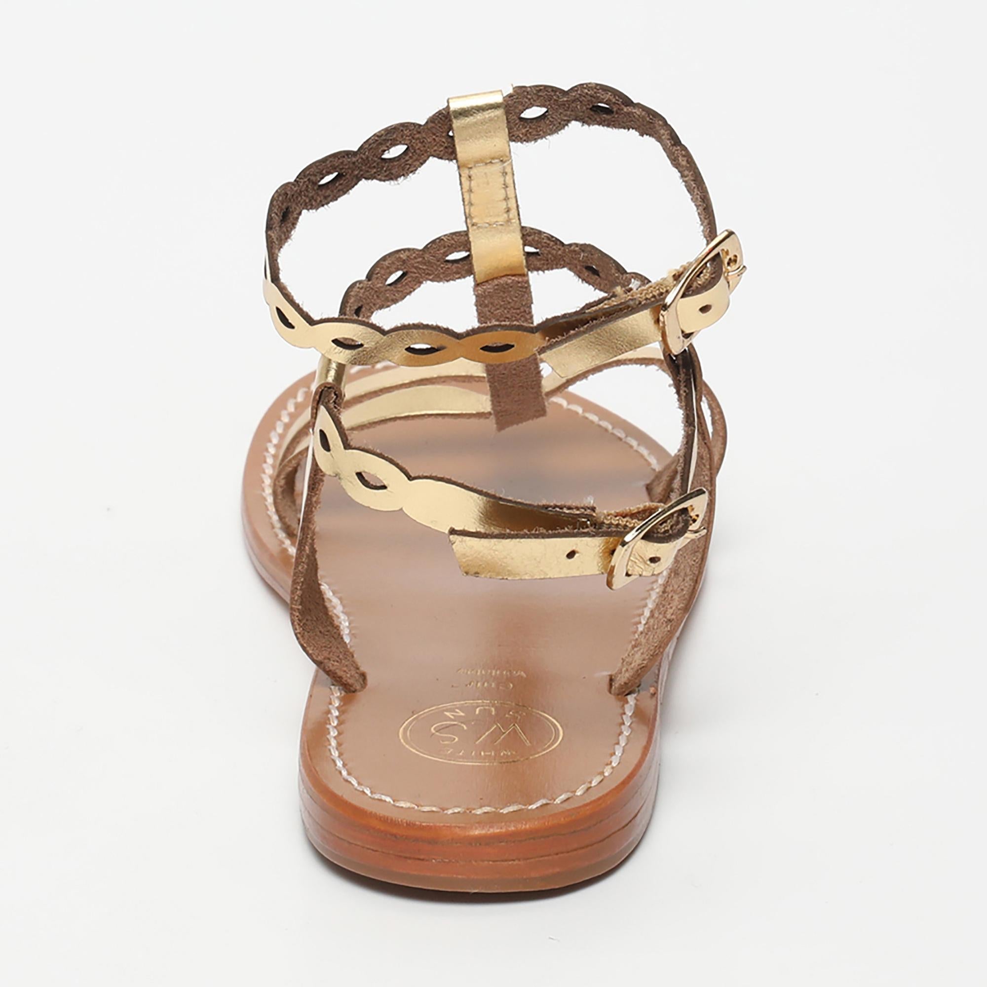 JESSAMINE sandales spartiates bracelet de cheville en cuir or foncé