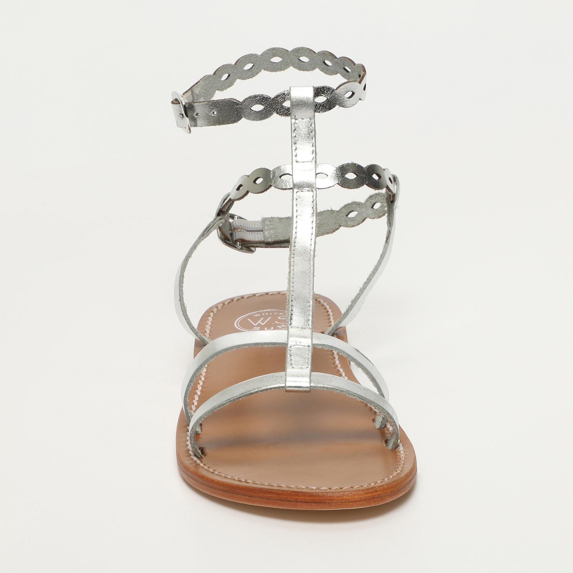JESSAMINE sandales spartiates bracelet de cheville en cuir argent