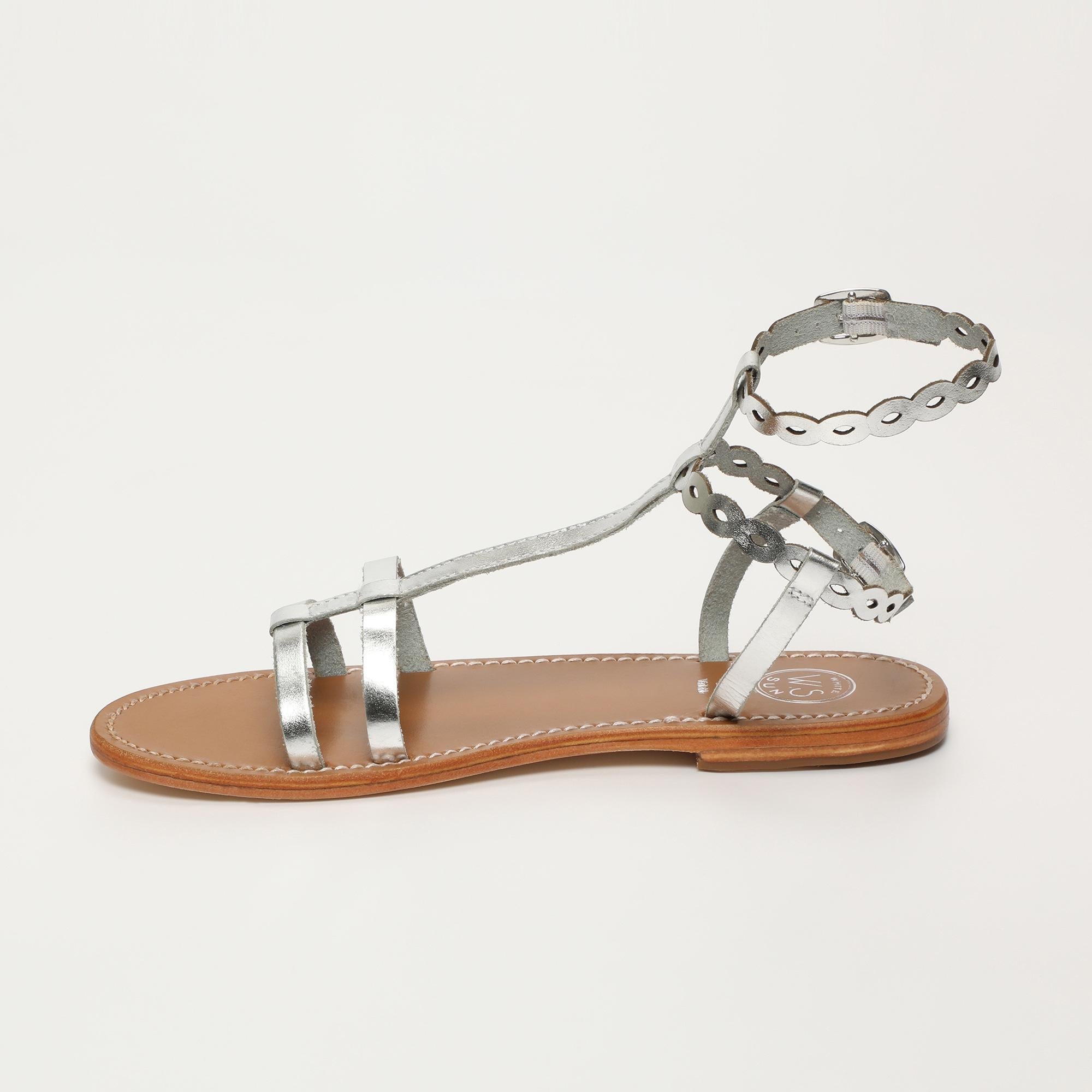 JESSAMINE sandales spartiates bracelet de cheville en cuir argent