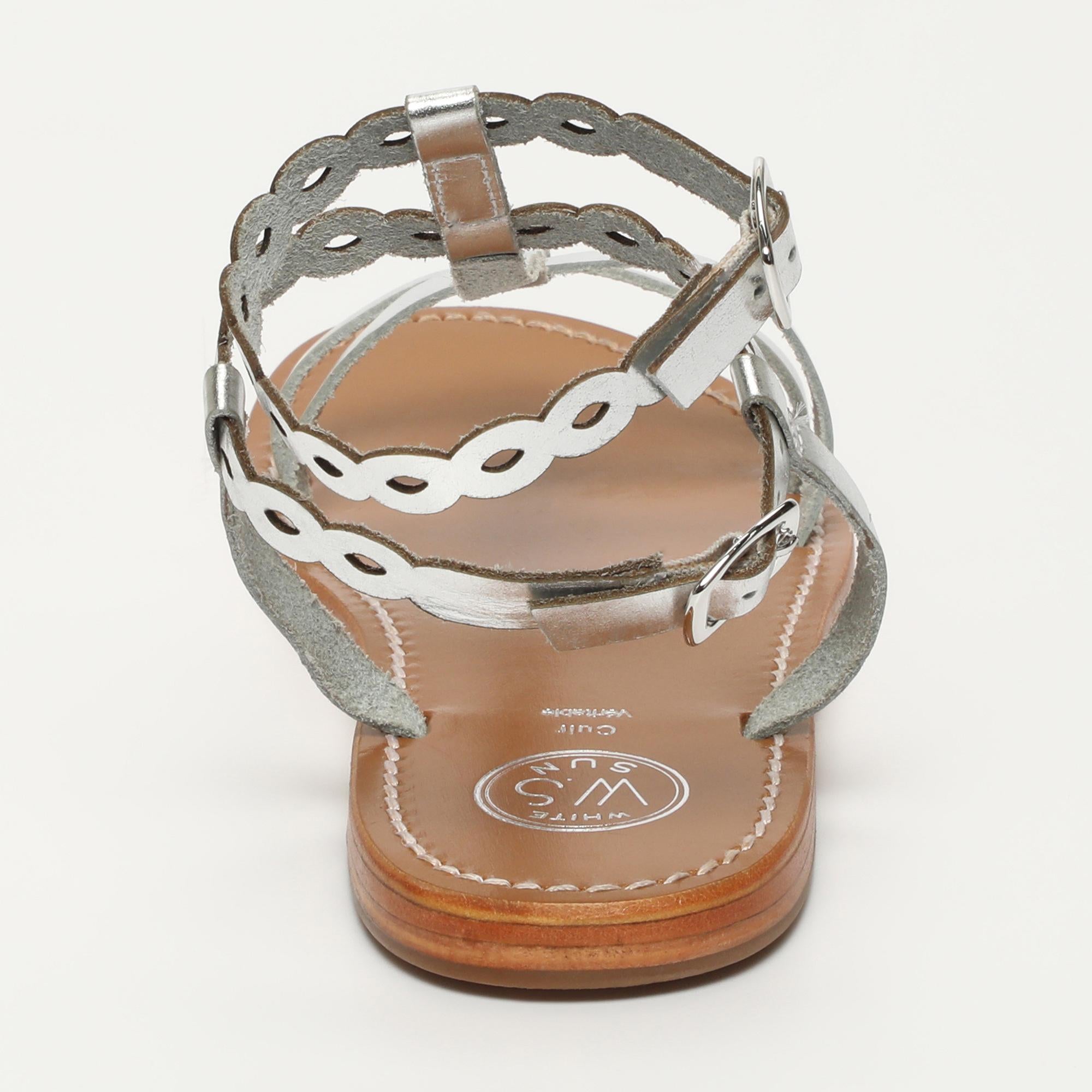 JESSAMINE sandales spartiates bracelet de cheville en cuir argent