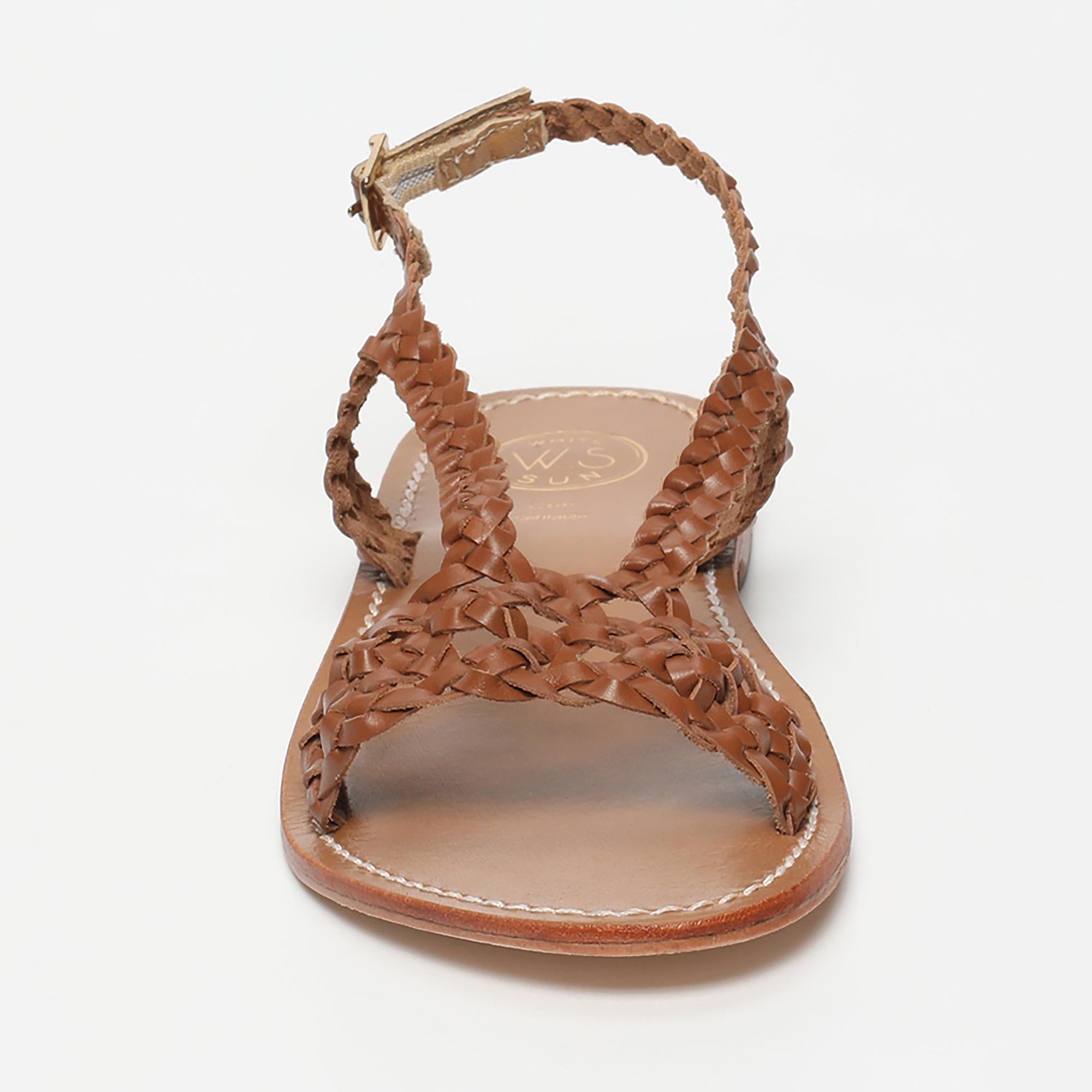 JIHAR sandales tresse en cuir camel