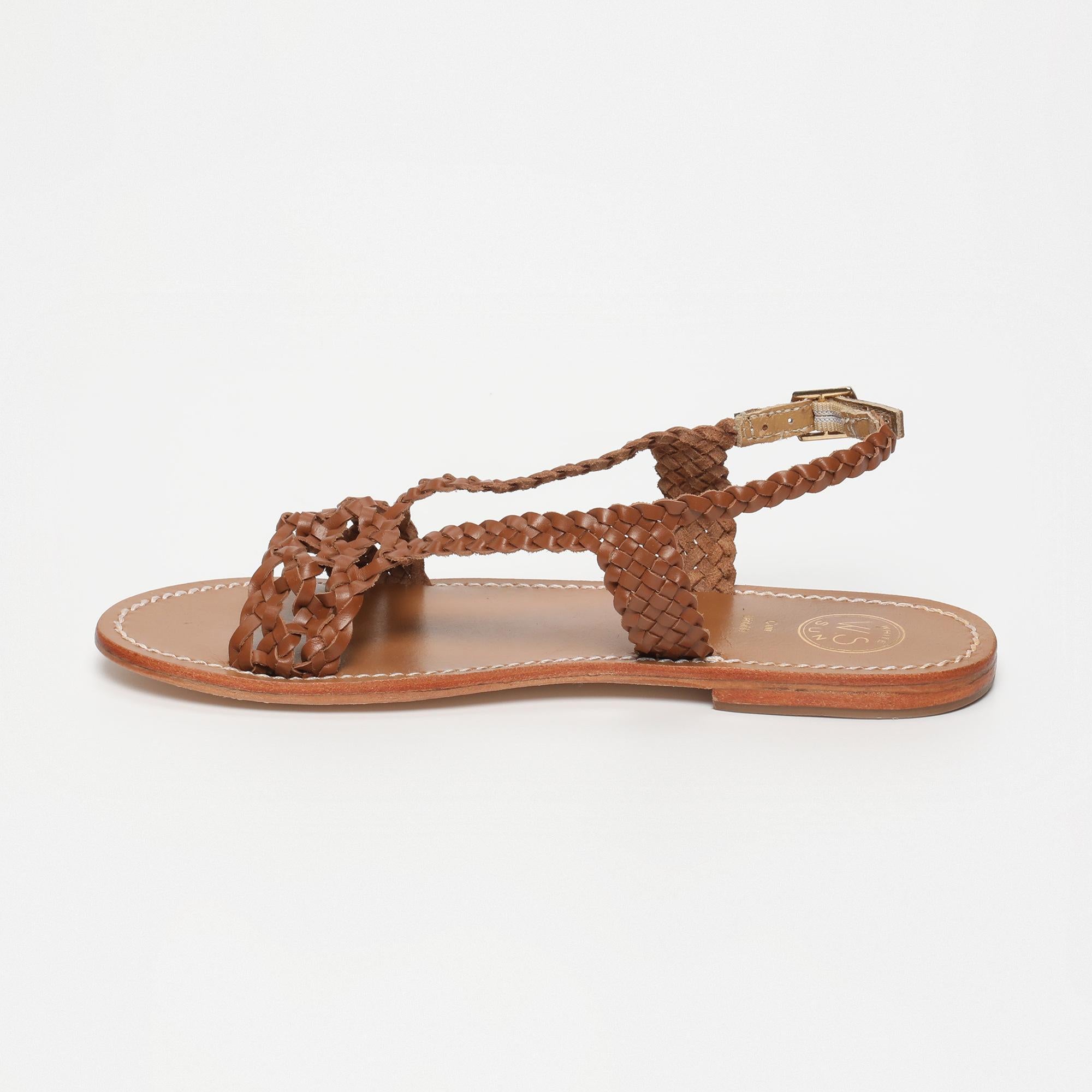 JIHAR sandales tresse en cuir camel