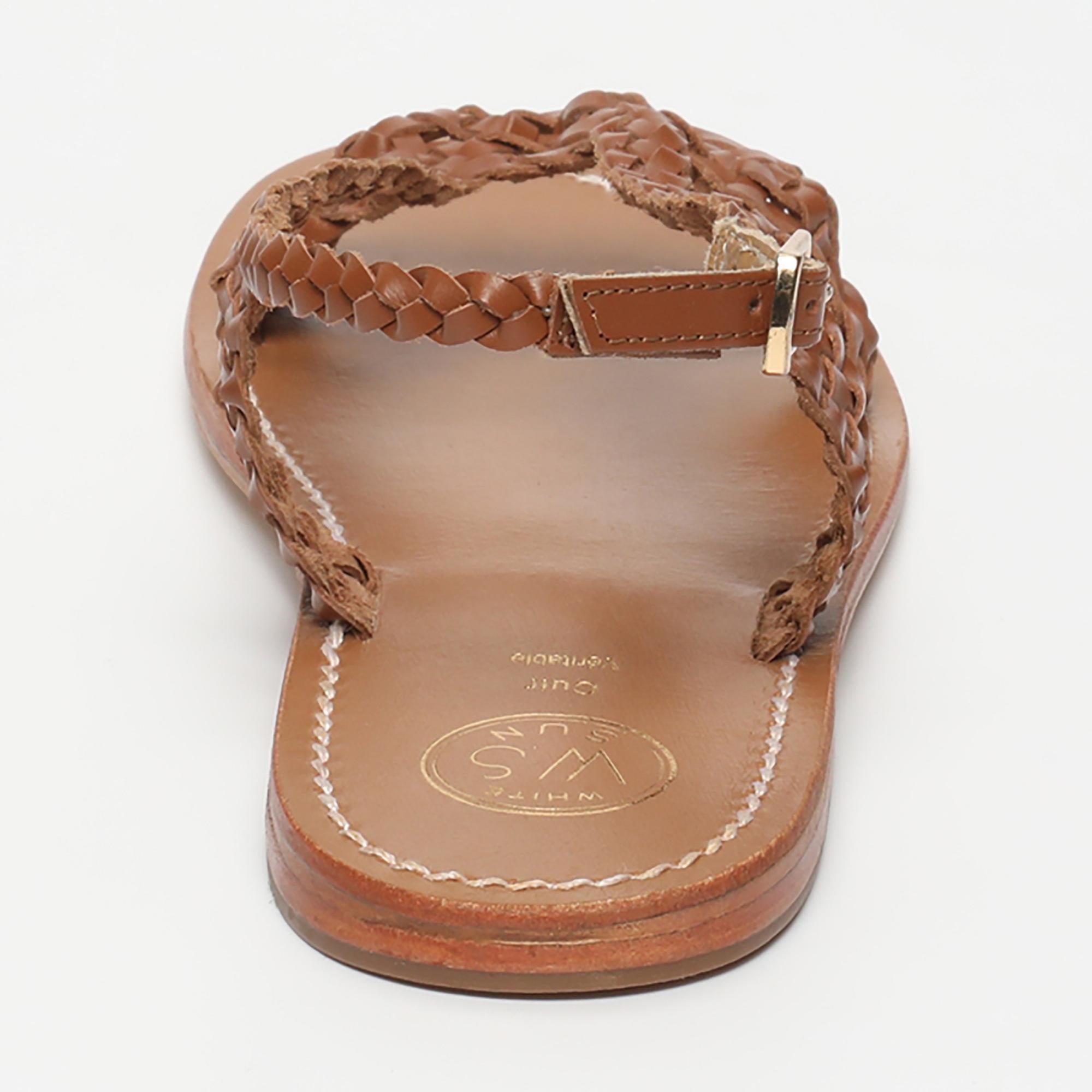 JIHAR sandales tresse en cuir camel