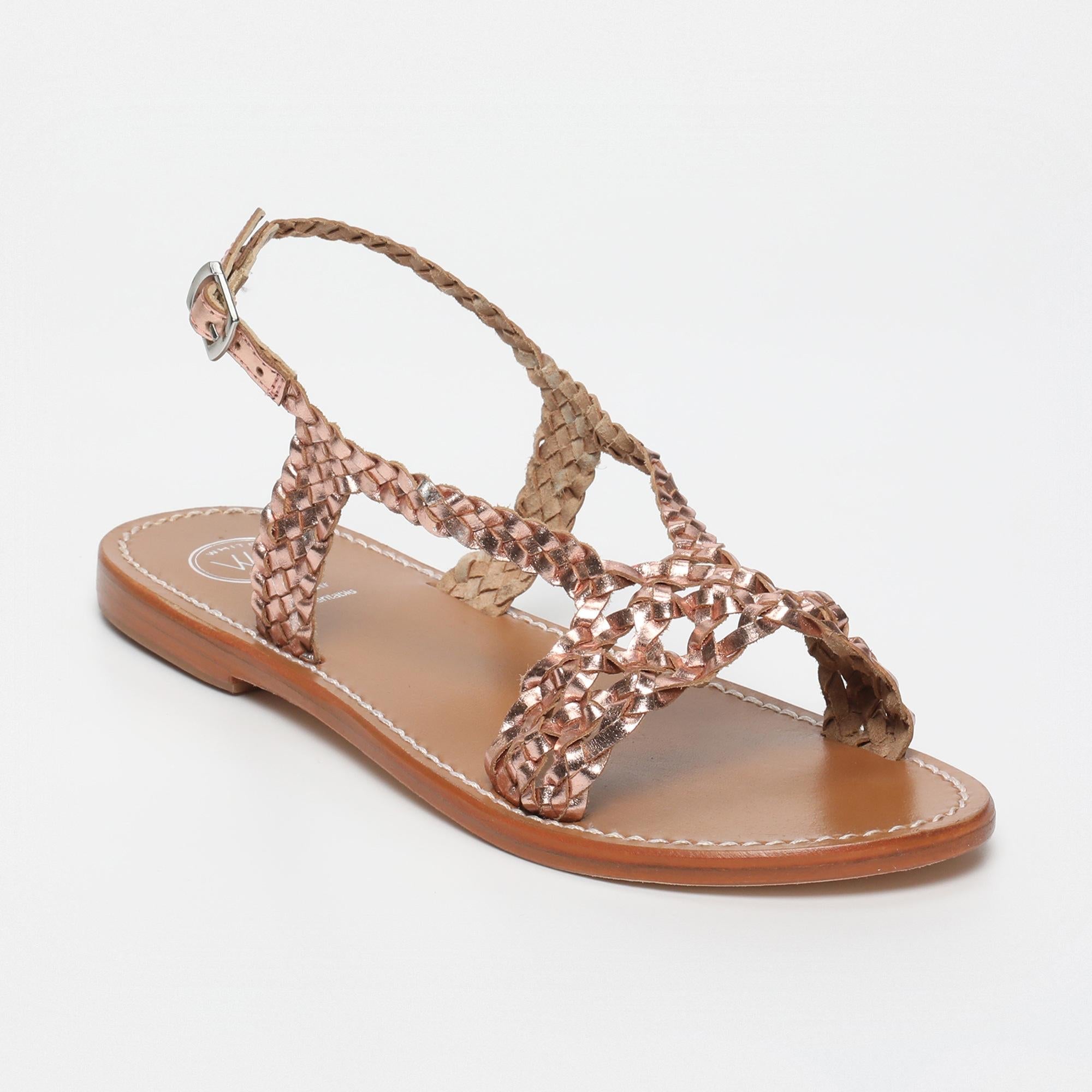JIHAR sandales tresse en cuir or rose