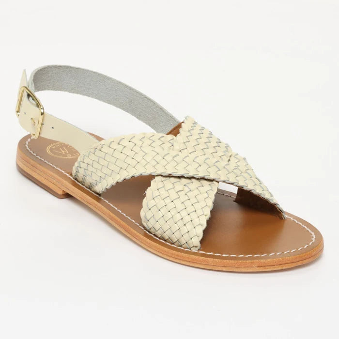 MONICA sandales tressée en cuir blanc off