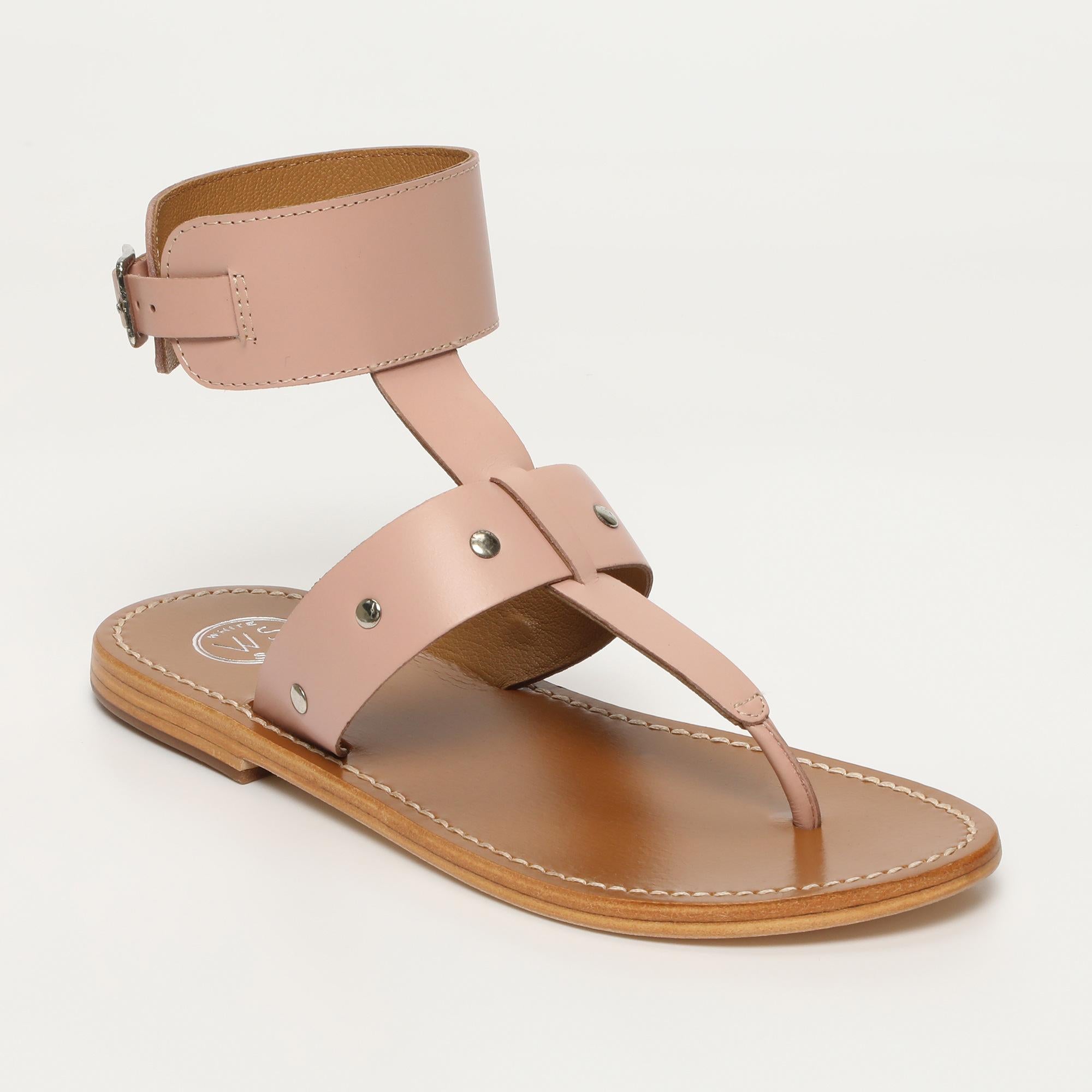LEANIRA sandales bracelet de cheville en cuir rose