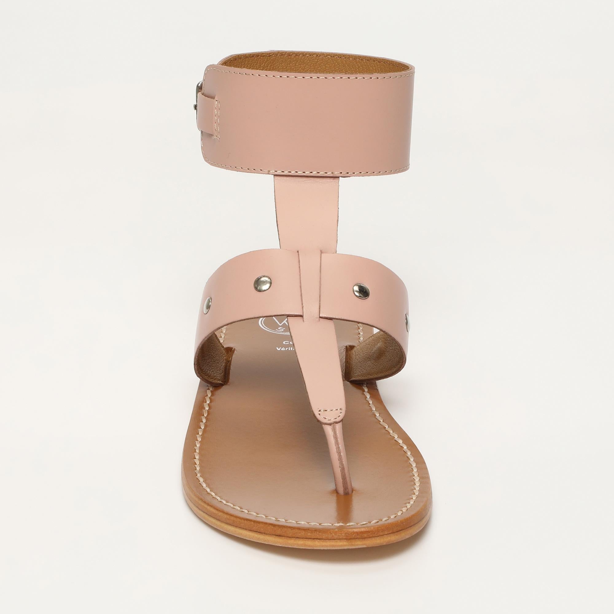 LEANIRA sandales bracelet de cheville en cuir rose