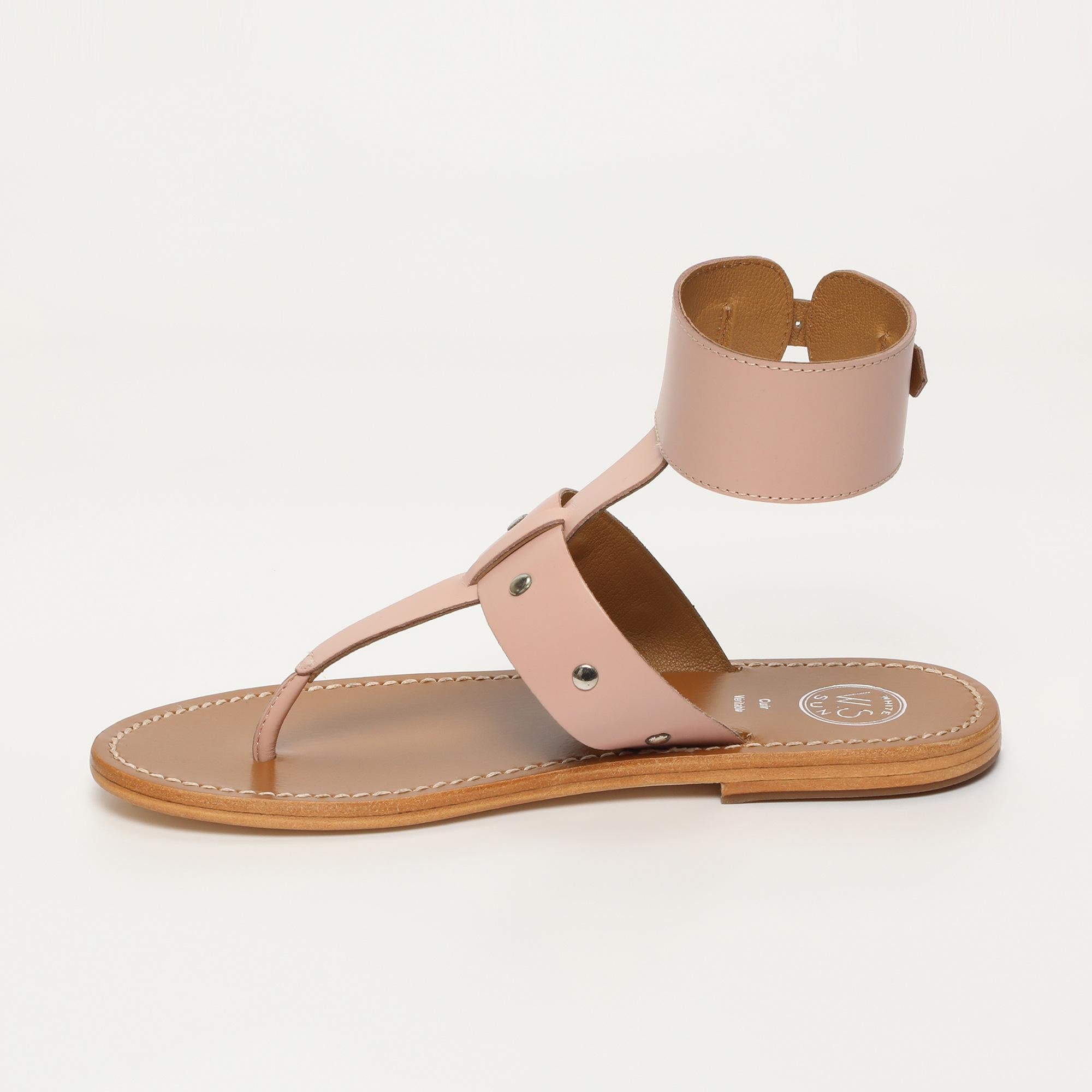 LEANIRA sandales bracelet de cheville en cuir rose