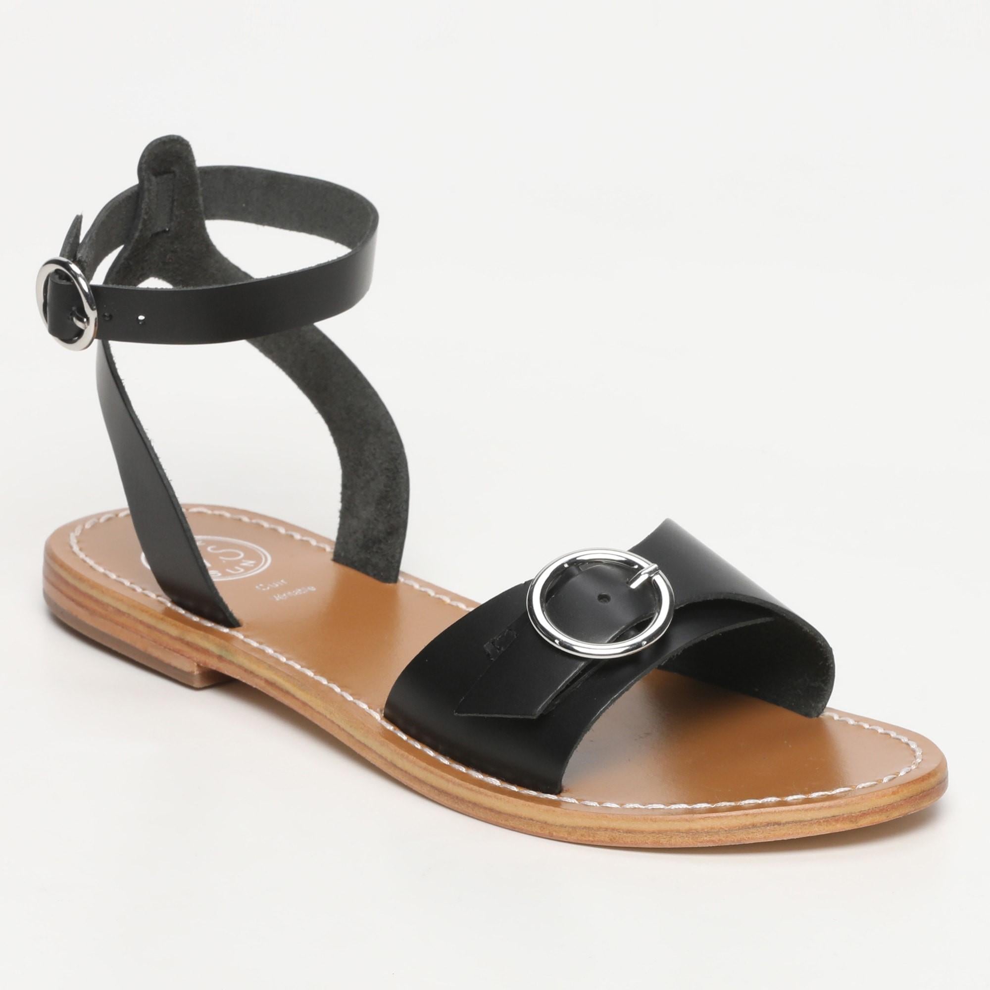 LEPE sandales bracelet de cheville en cuir noir