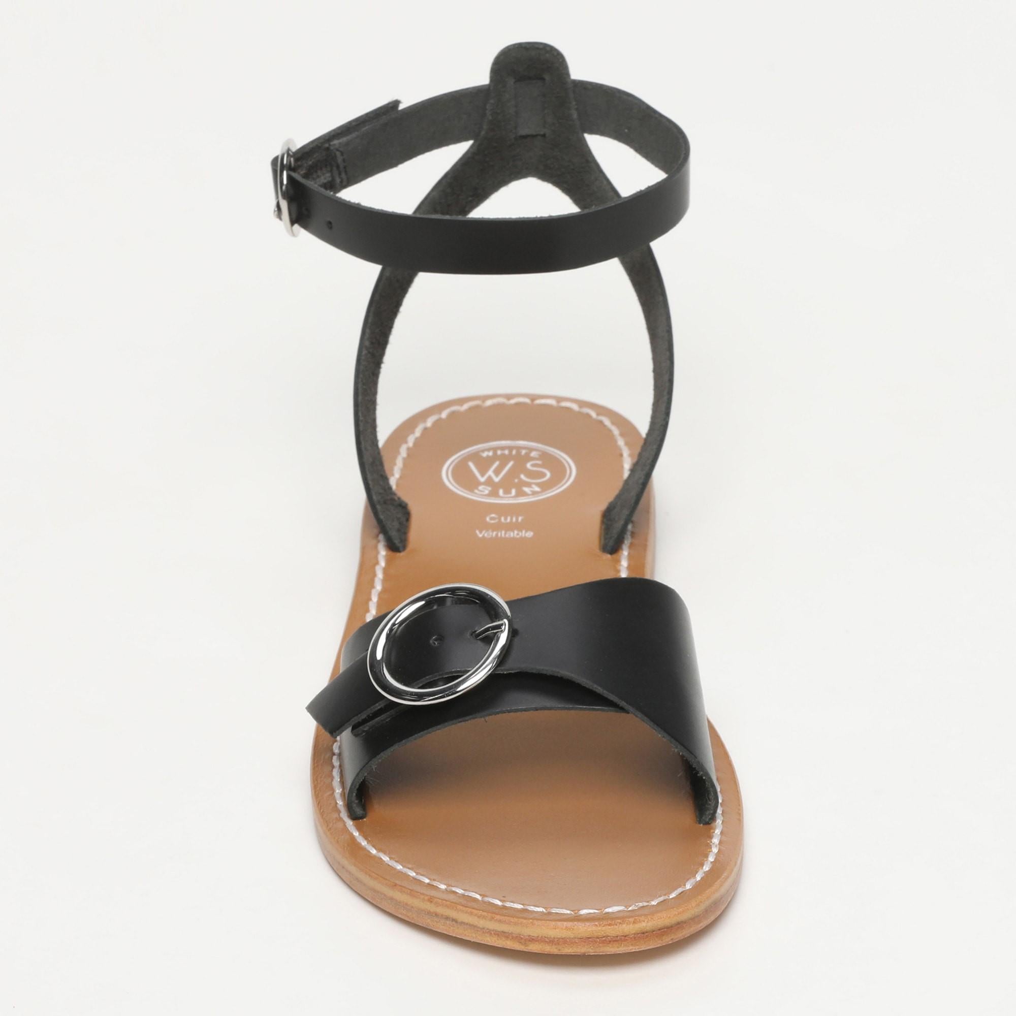 LEPE sandales bracelet de cheville en cuir noir