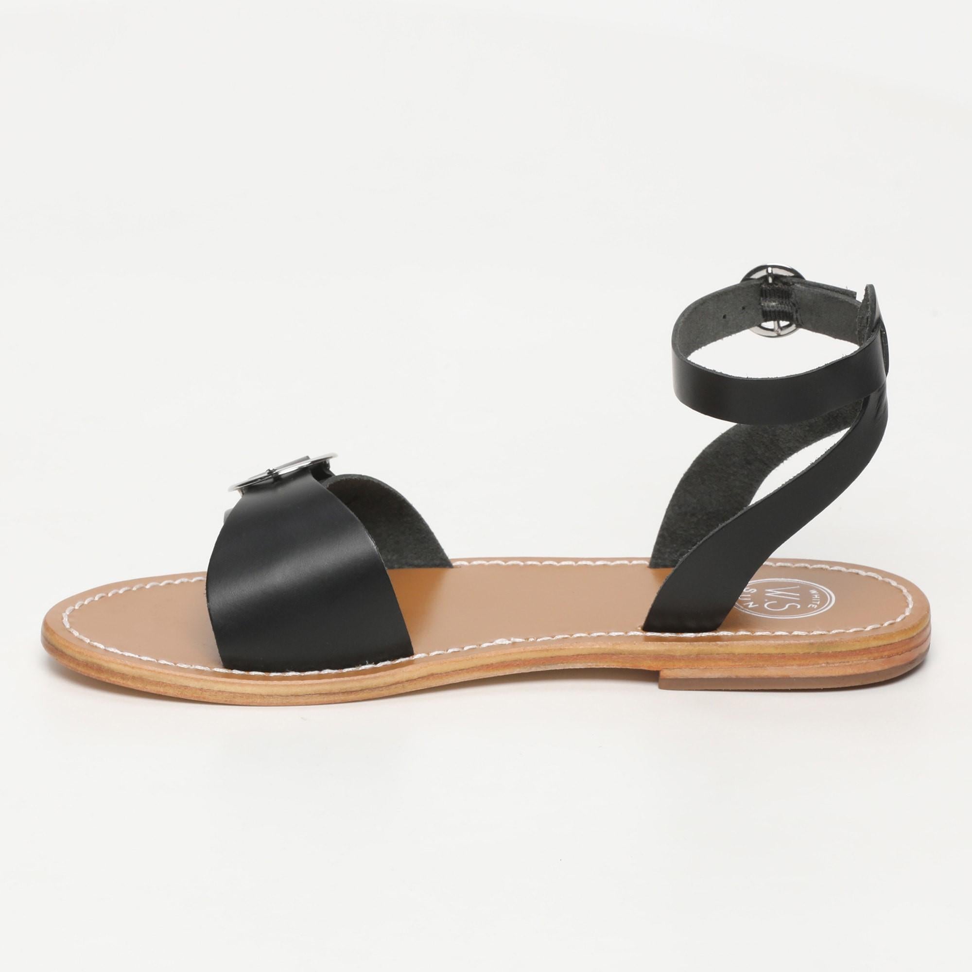 LEPE sandales bracelet de cheville en cuir noir