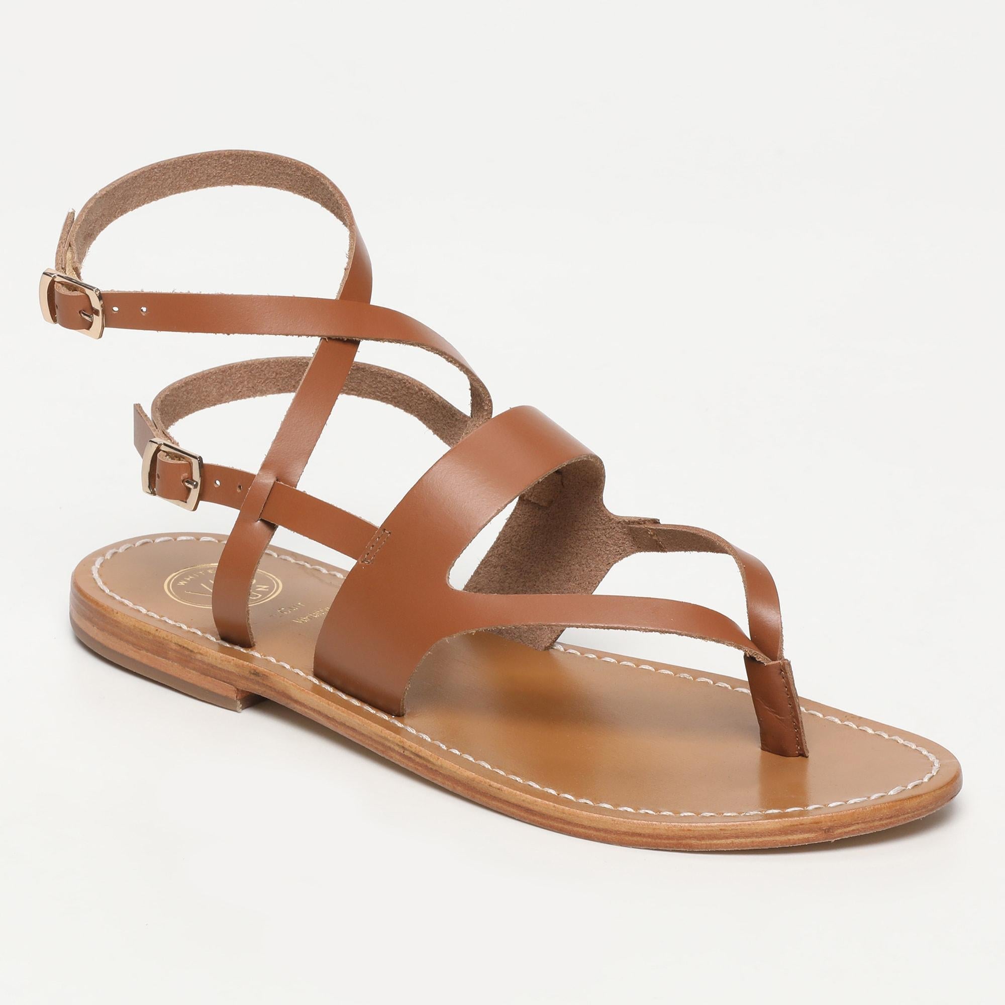 LERIDA sandales spartiates entre doigt en cuir camel