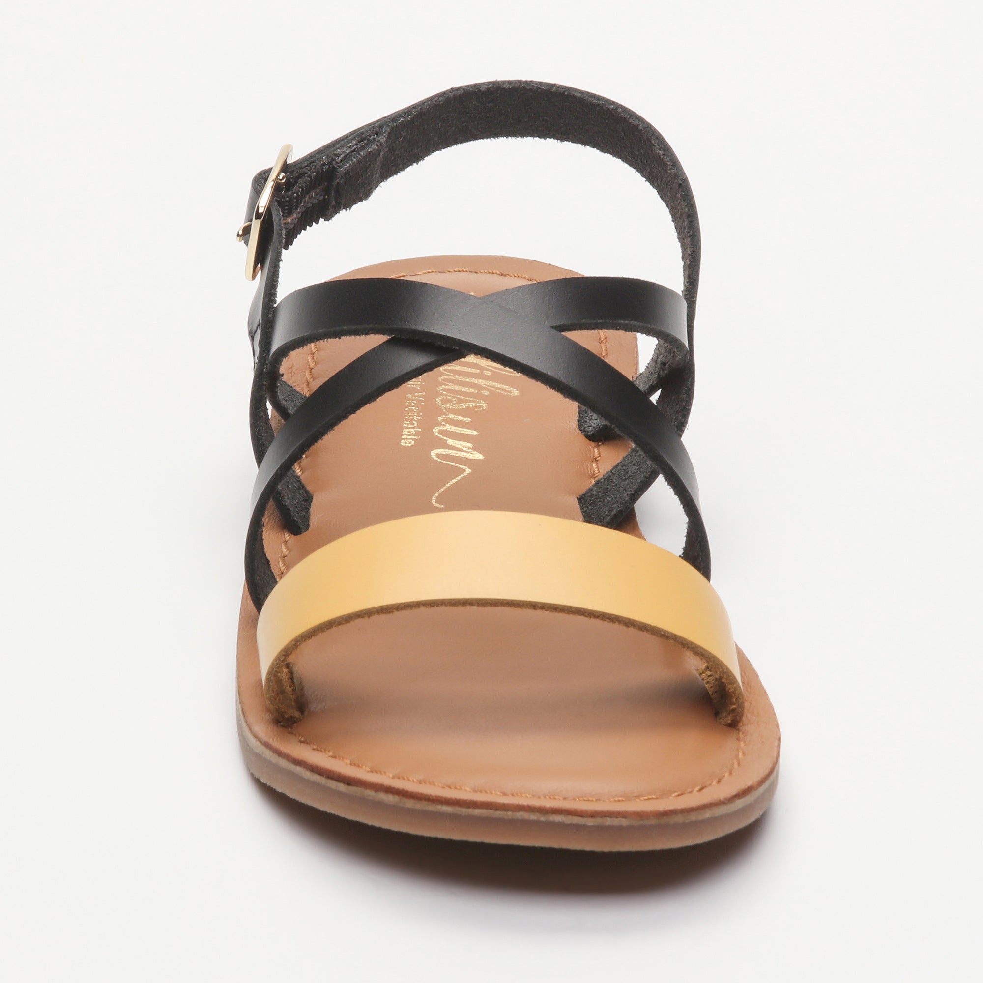 FLORA sandales cuir black + mustard