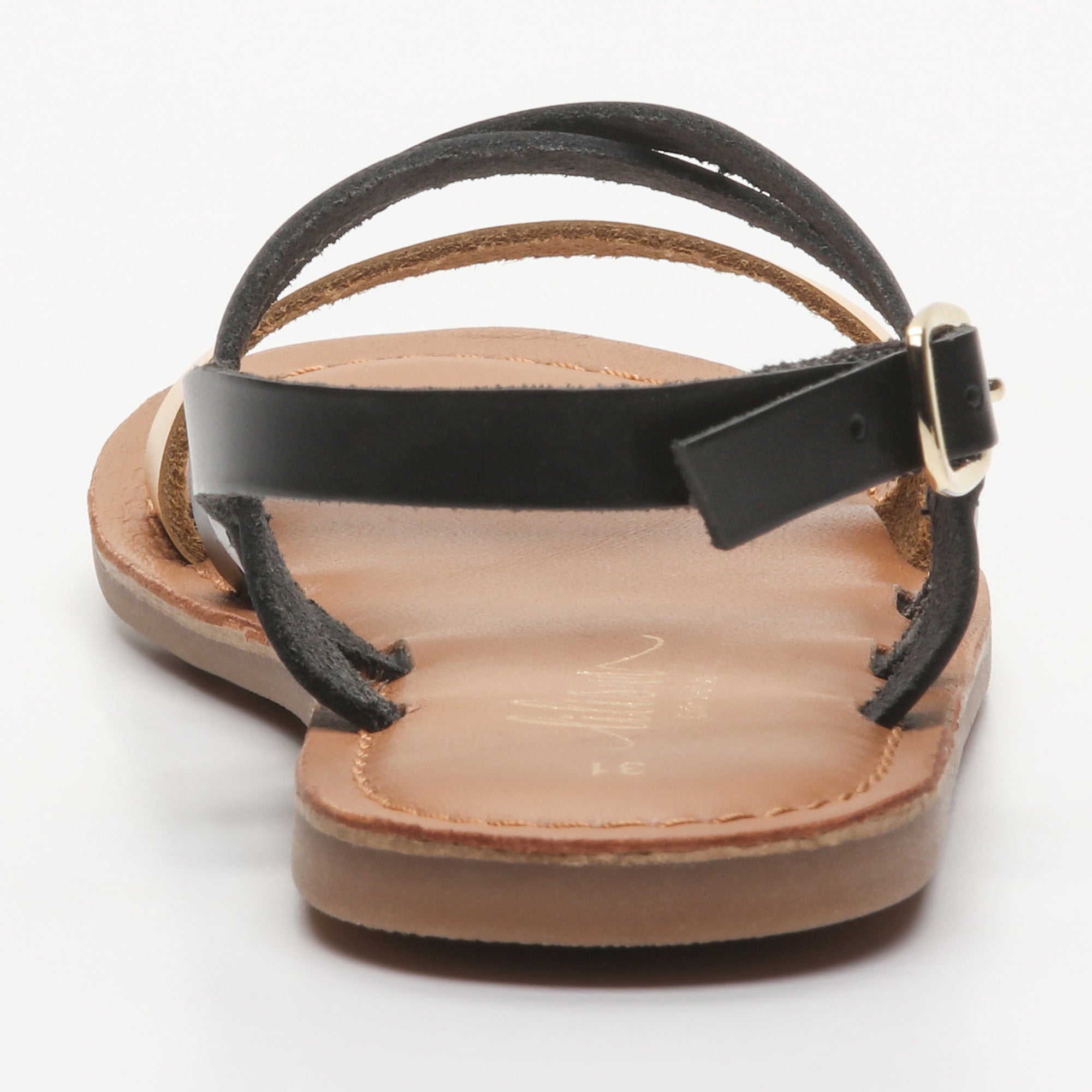 FLORA sandales cuir black + mustard