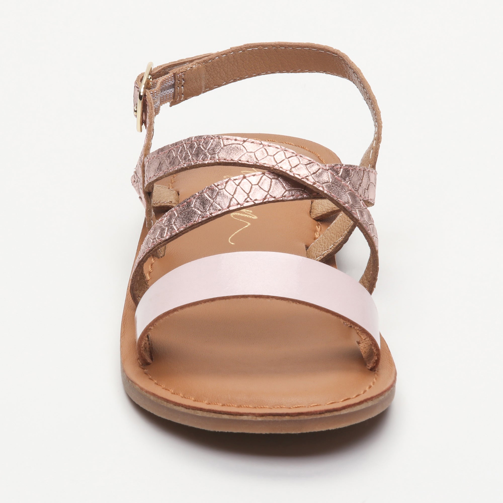FLORA sandales cuir rosegold + pink