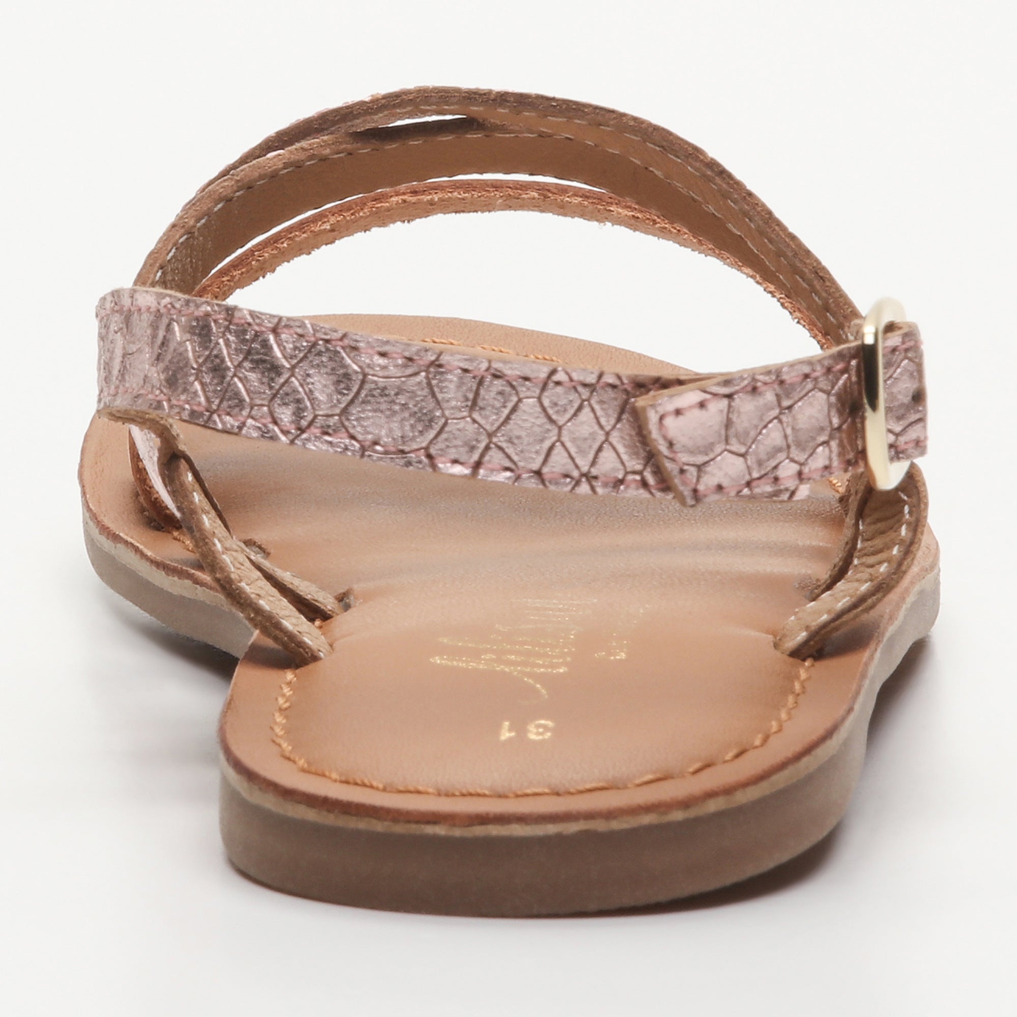 FLORA sandales cuir rosegold + pink