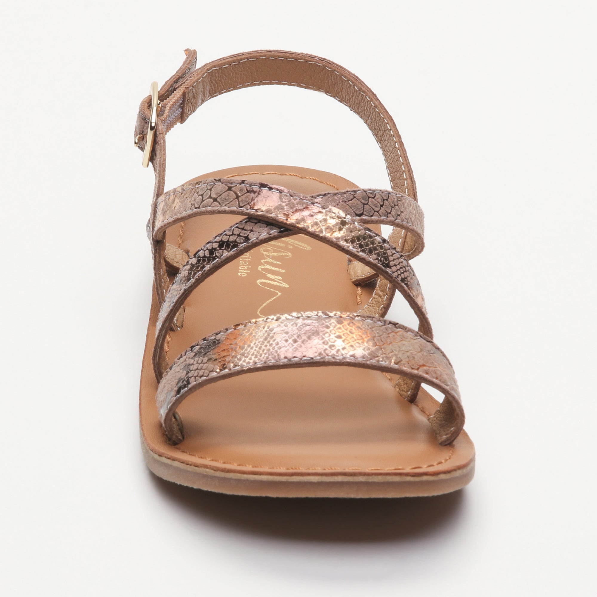 FLORA sandales cuir pink snake