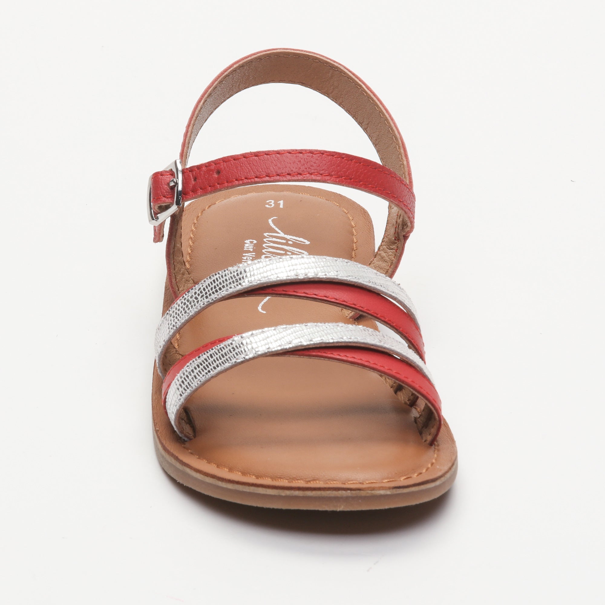 AQUARELLA sandales cuir red + grey lizard