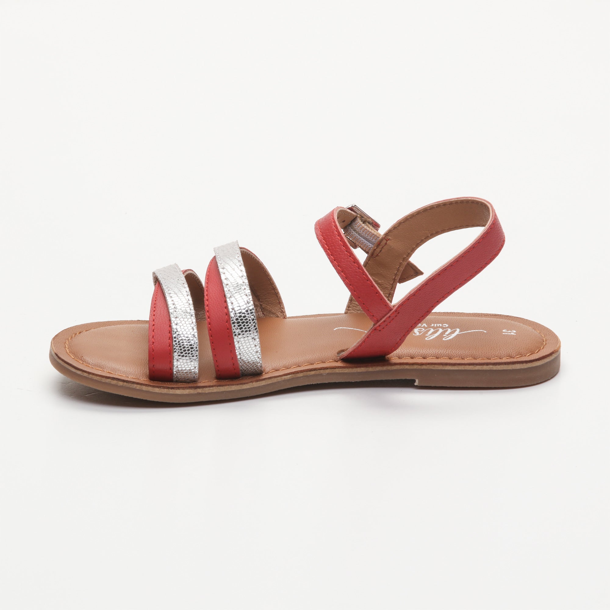AQUARELLA sandales cuir red + grey lizard