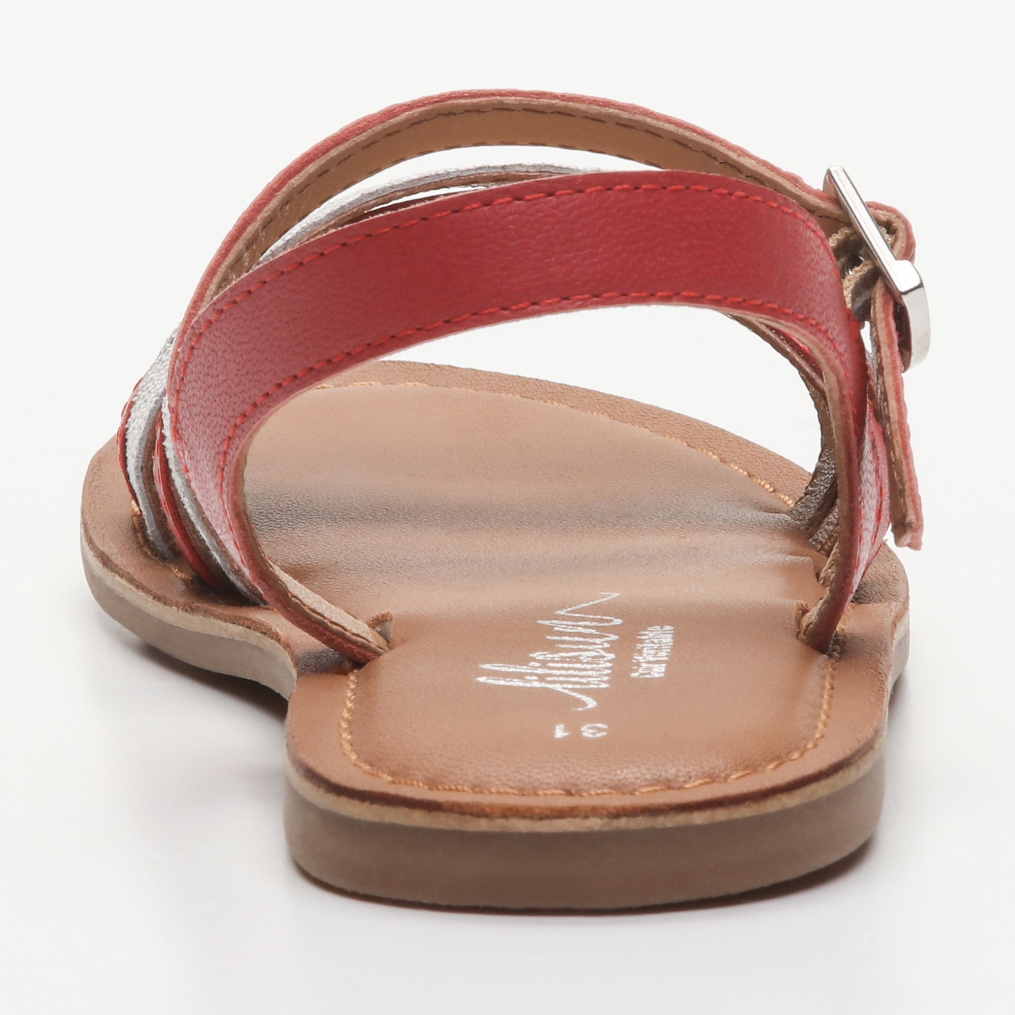 AQUARELLA sandales cuir red + grey lizard