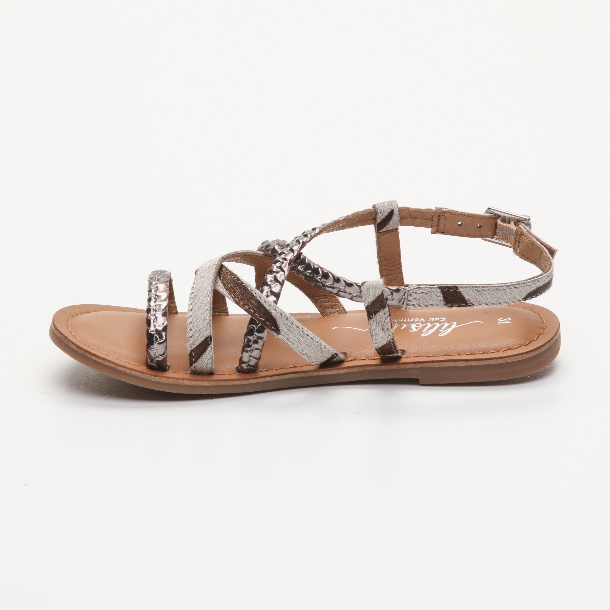 RAZPUNZEL sandales cuir zebra + grey