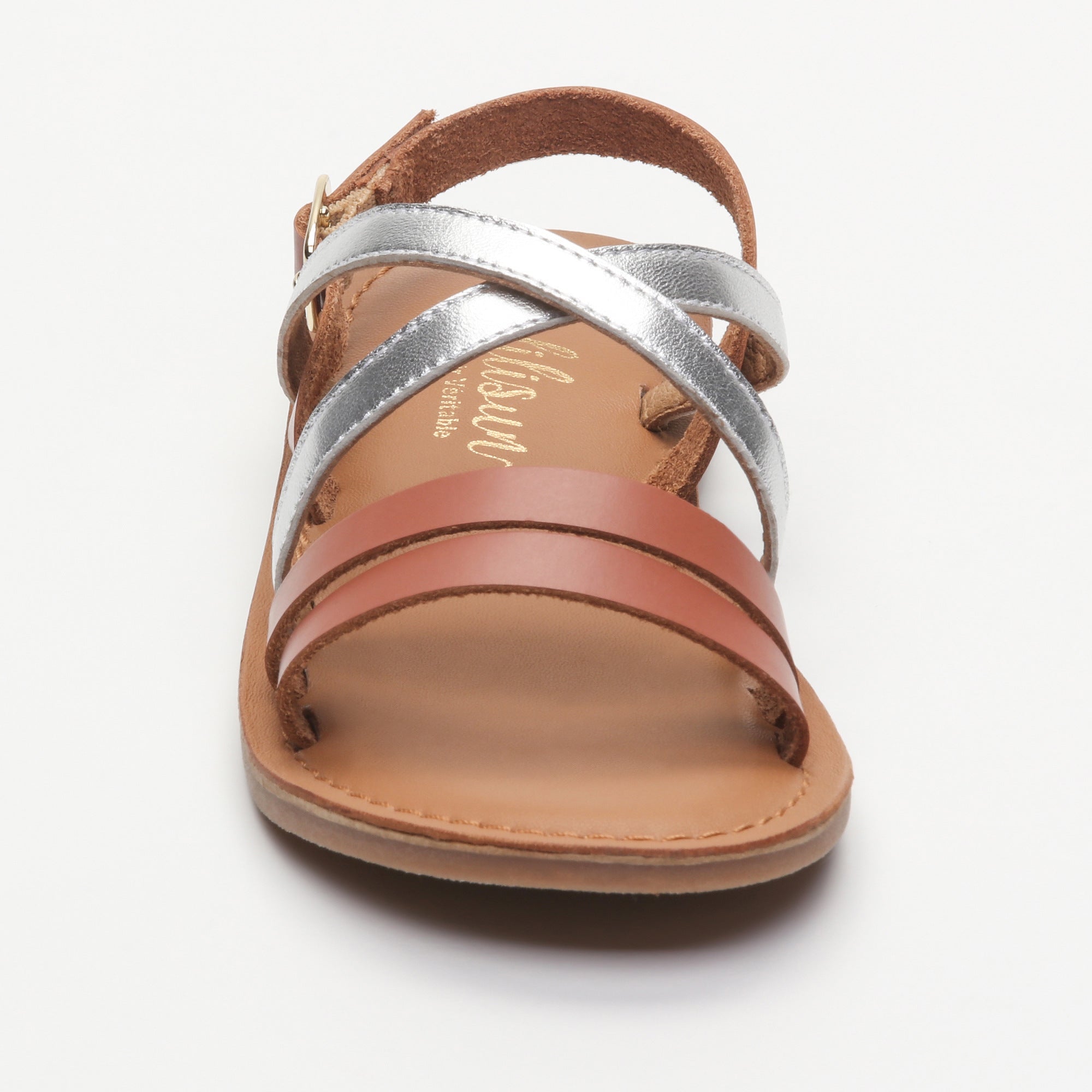 LEIA sandales cuir cognac +  silver