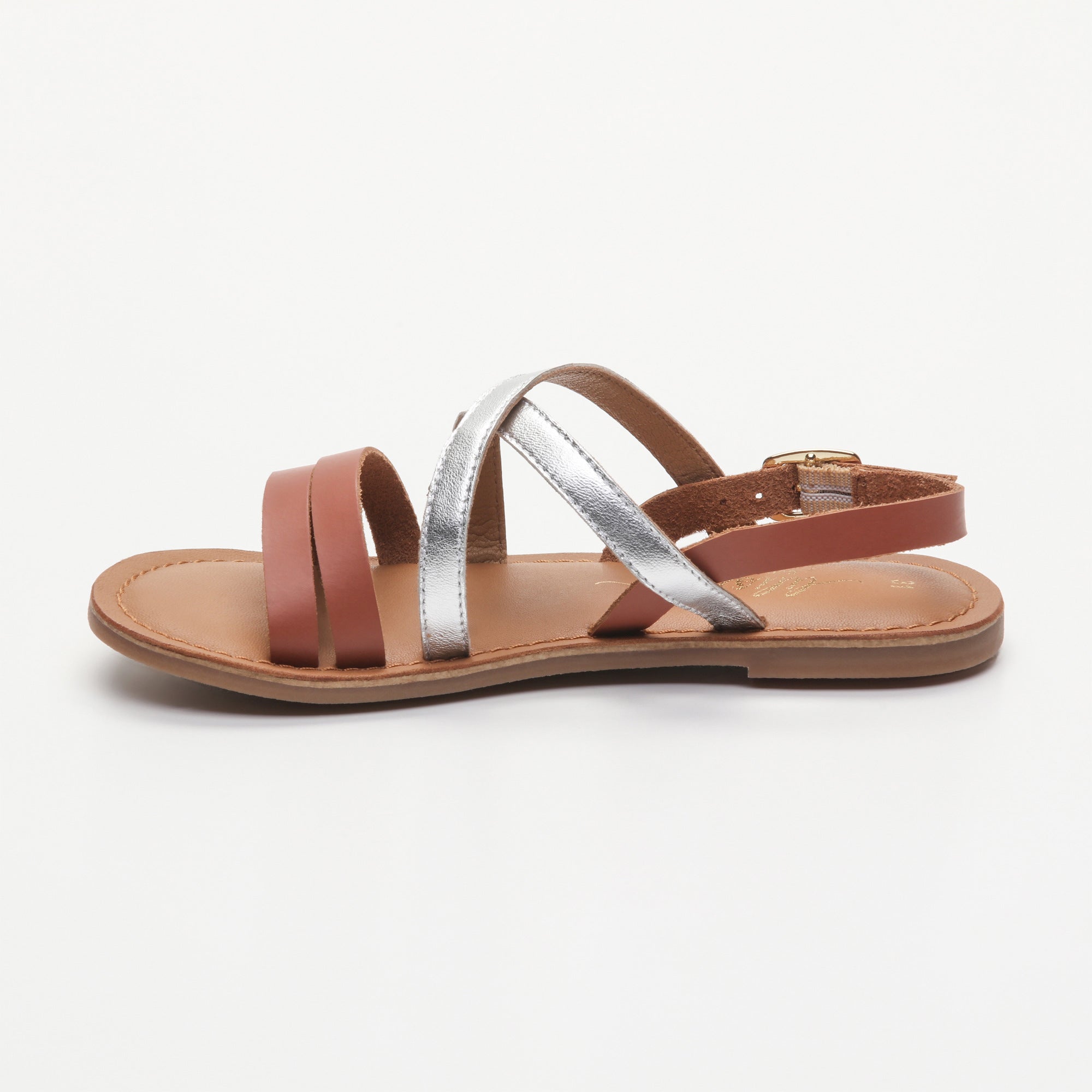 LEIA sandales cuir cognac +  silver