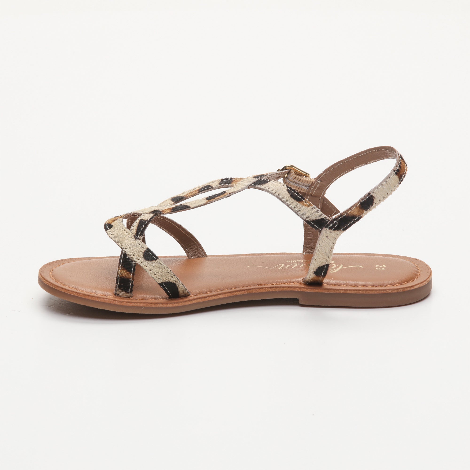 LEILA sandales cuir tiger pony