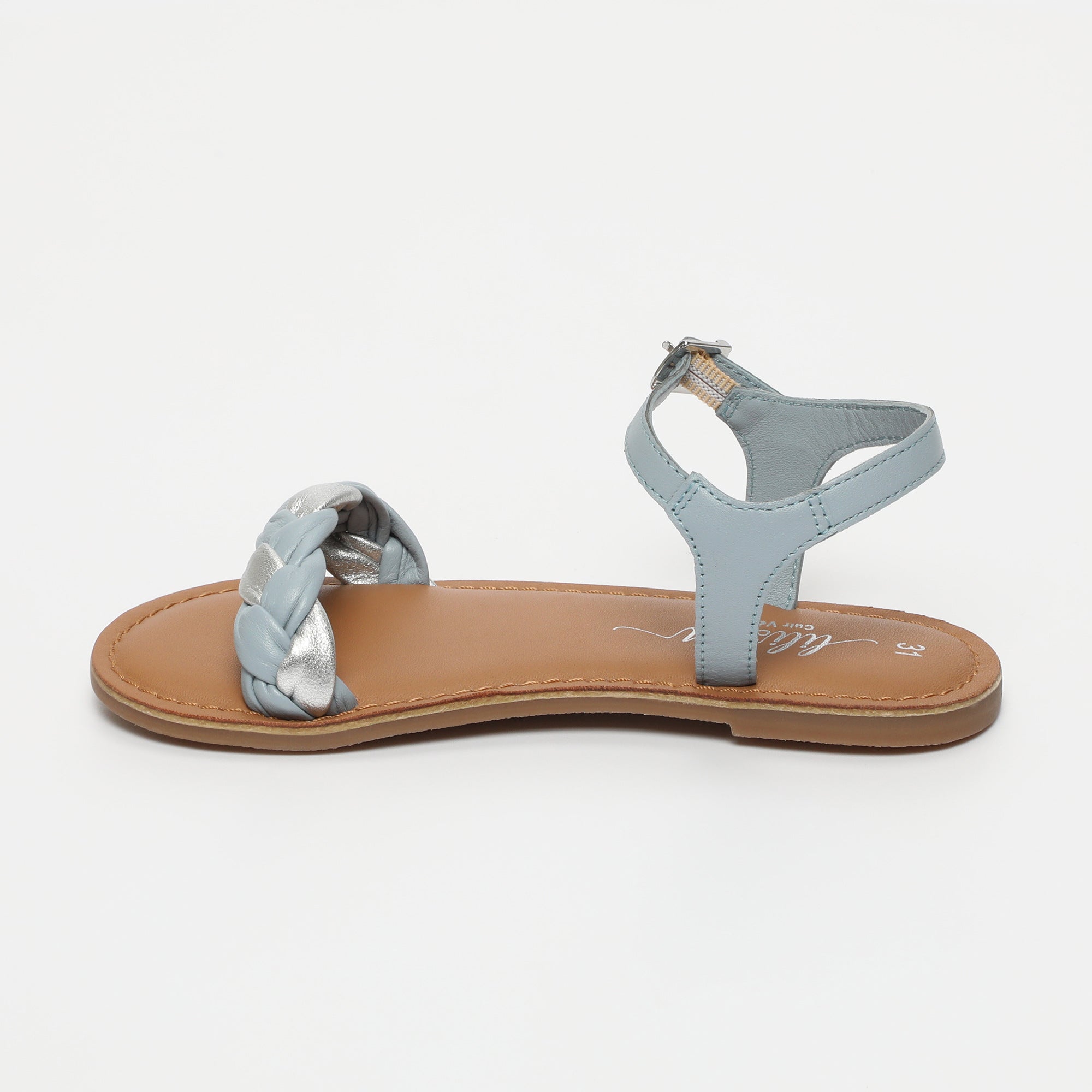JINJIN Sandales en cuir bleu clair