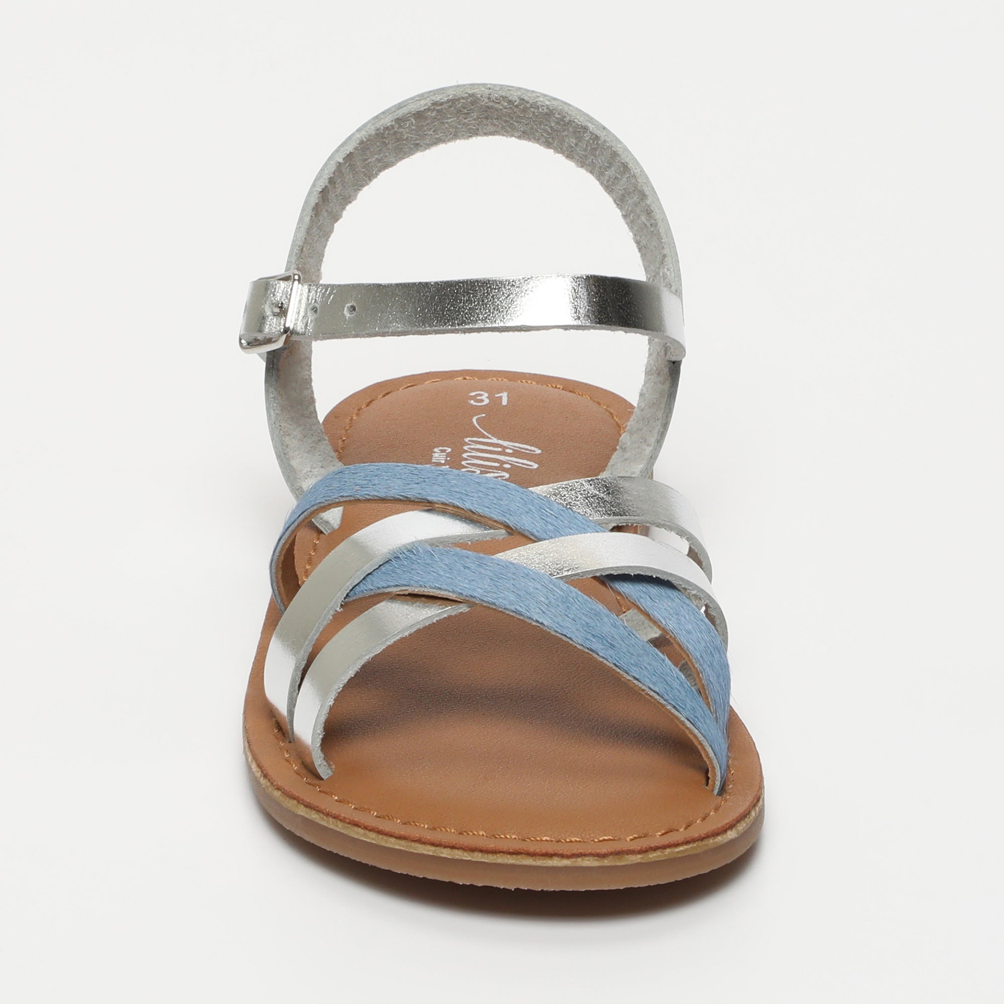 MOKASA Sandales argentées et bleues