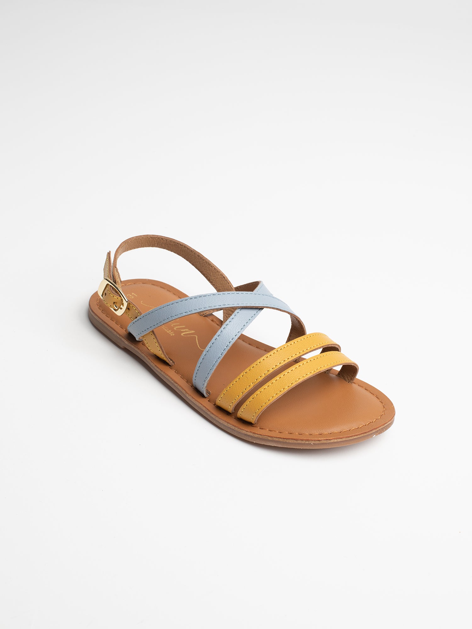 LEIA sandales jaune foncé et bleu clair