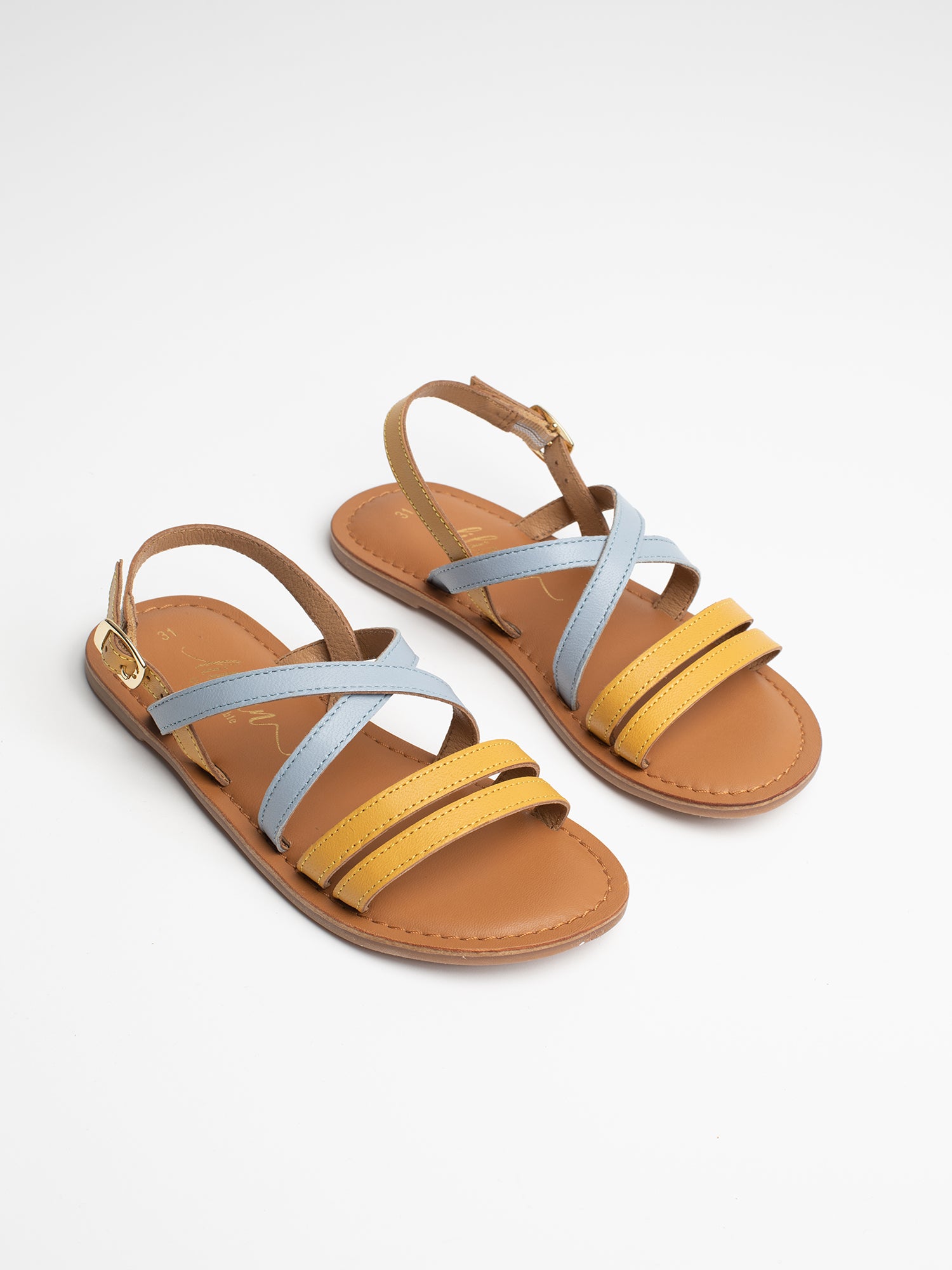 LEIA sandales jaune foncé et bleu clair