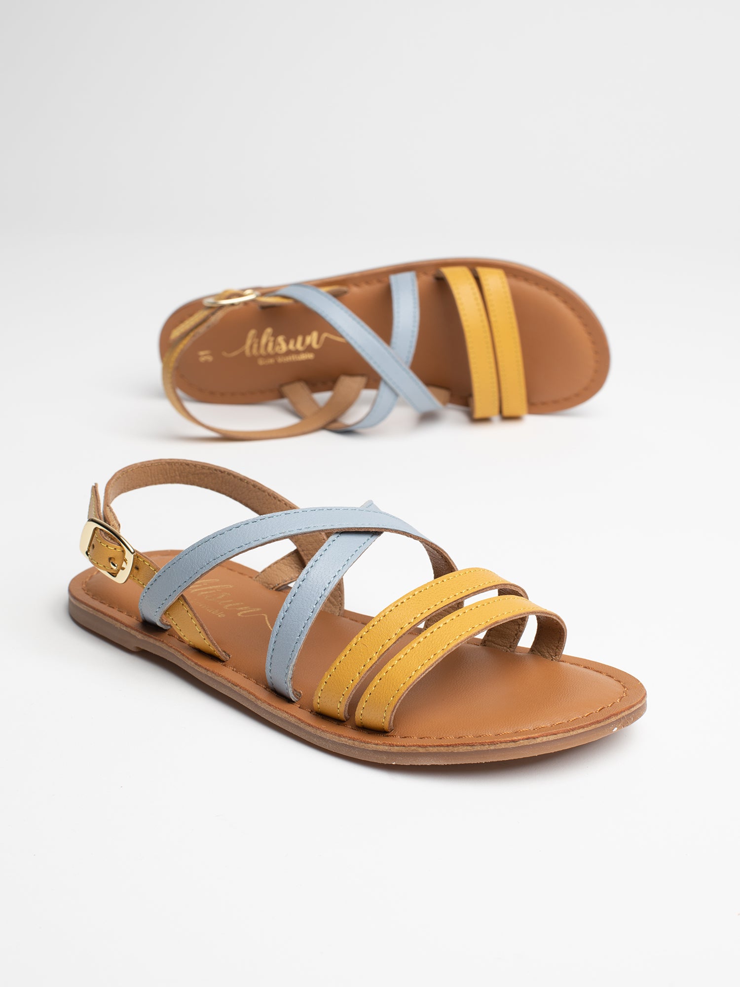 LEIA sandales jaune foncé et bleu clair