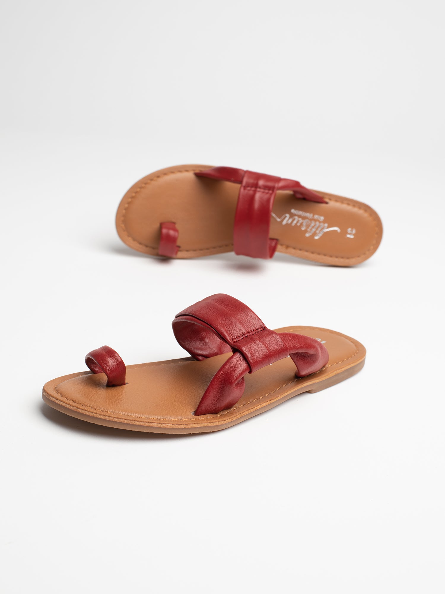 MILA Sandales en cuir rouge