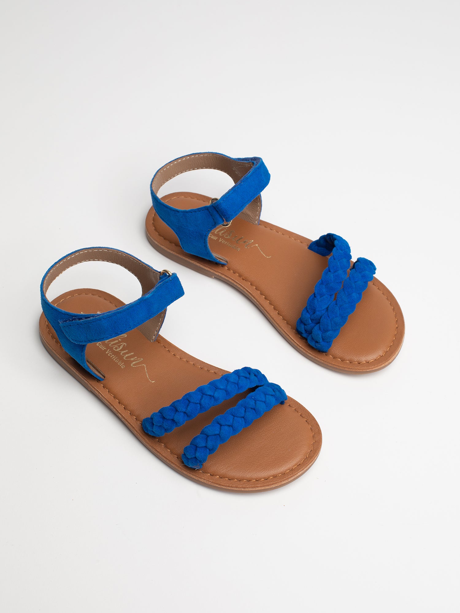 LILI Sandales en cuir bleu roi