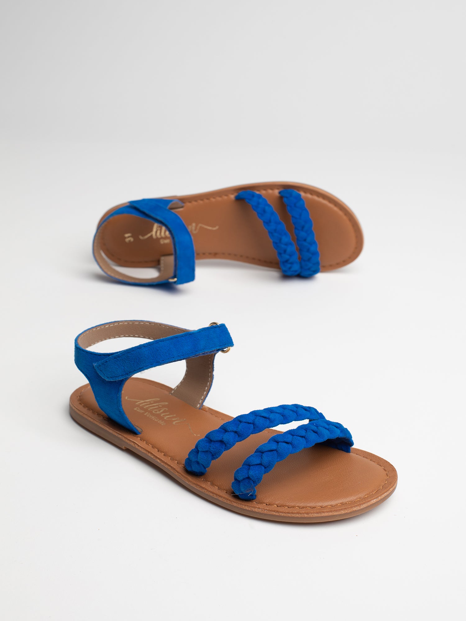 LILI Sandales en cuir bleu roi
