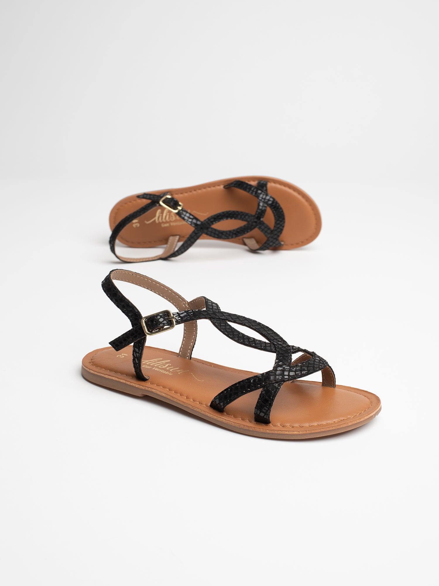 BIANCA Sandales en cuir noir