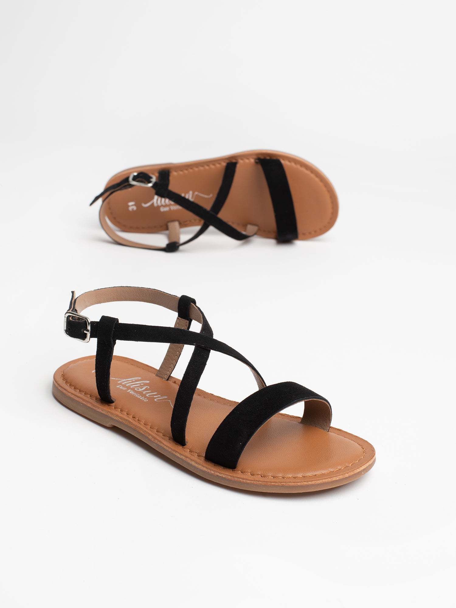 BELLA Sandales en cuir noir