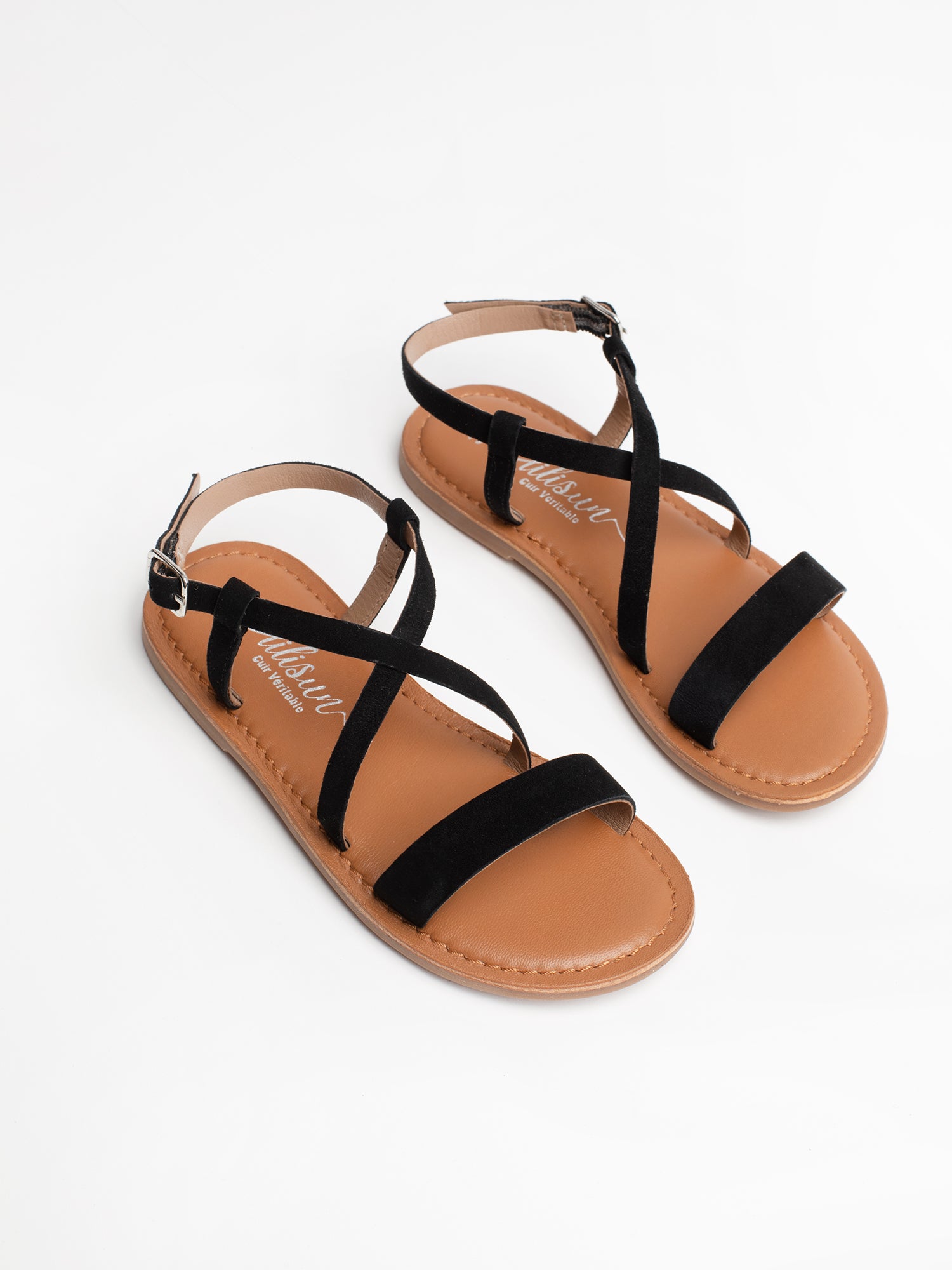 BELLA Sandales en cuir noir