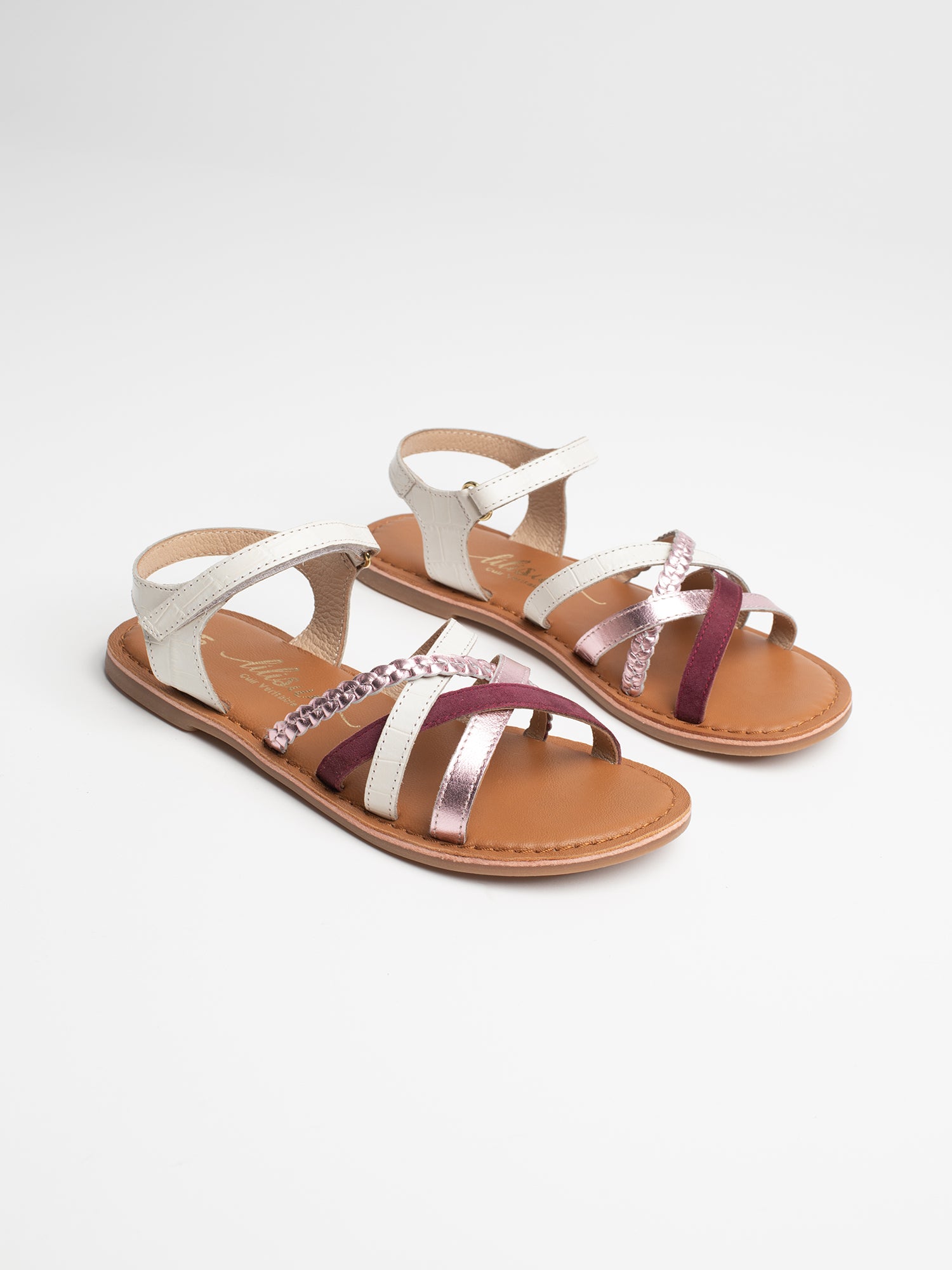 NAELA Sandales blanches et rose