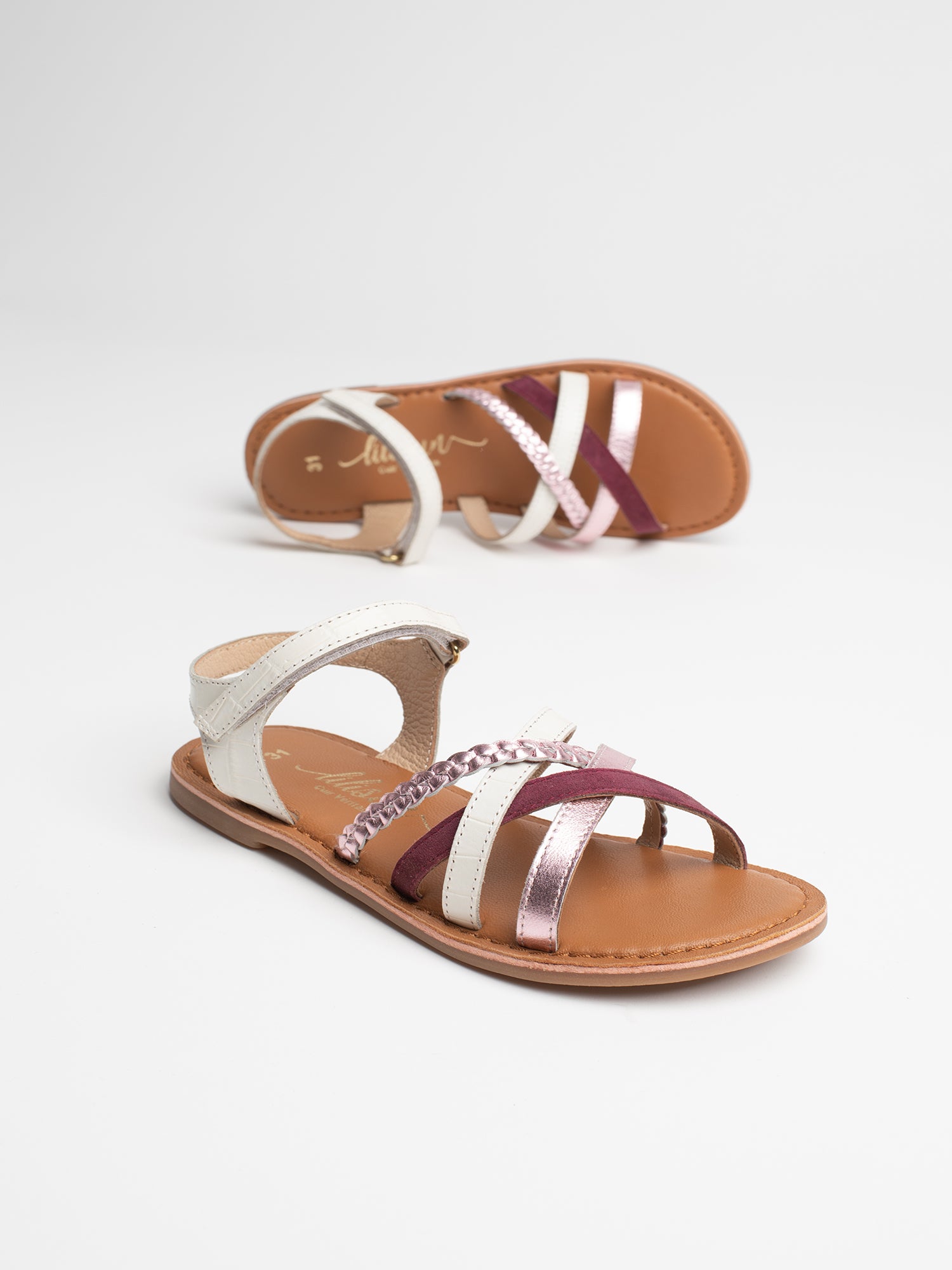 NAELA Sandales blanches et rose
