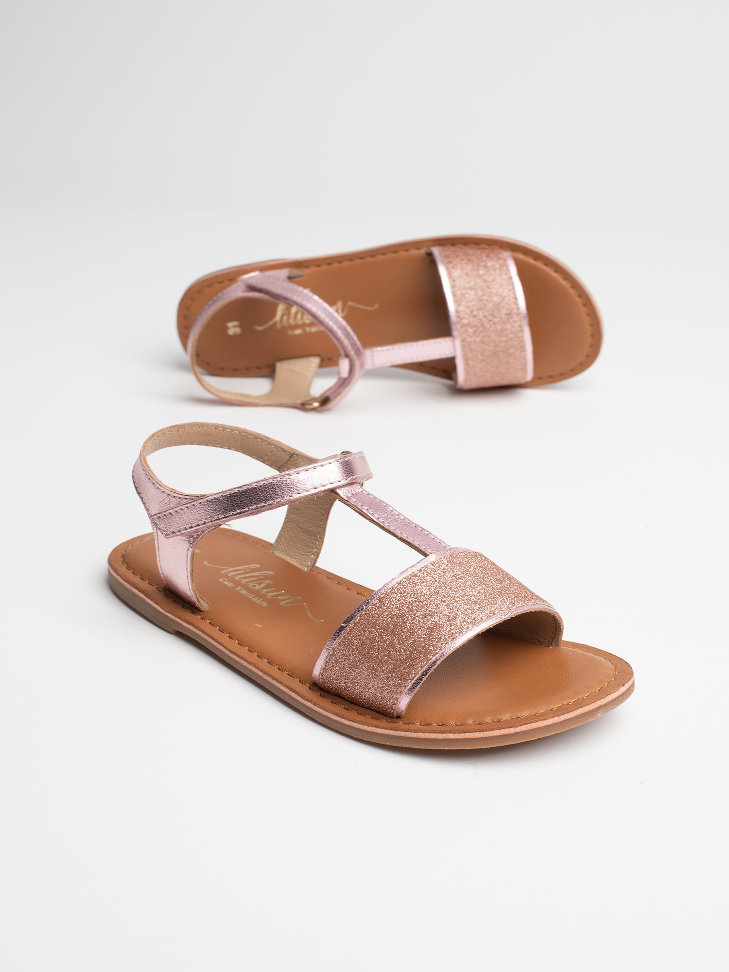 ALYSSA sandales rose pailletté