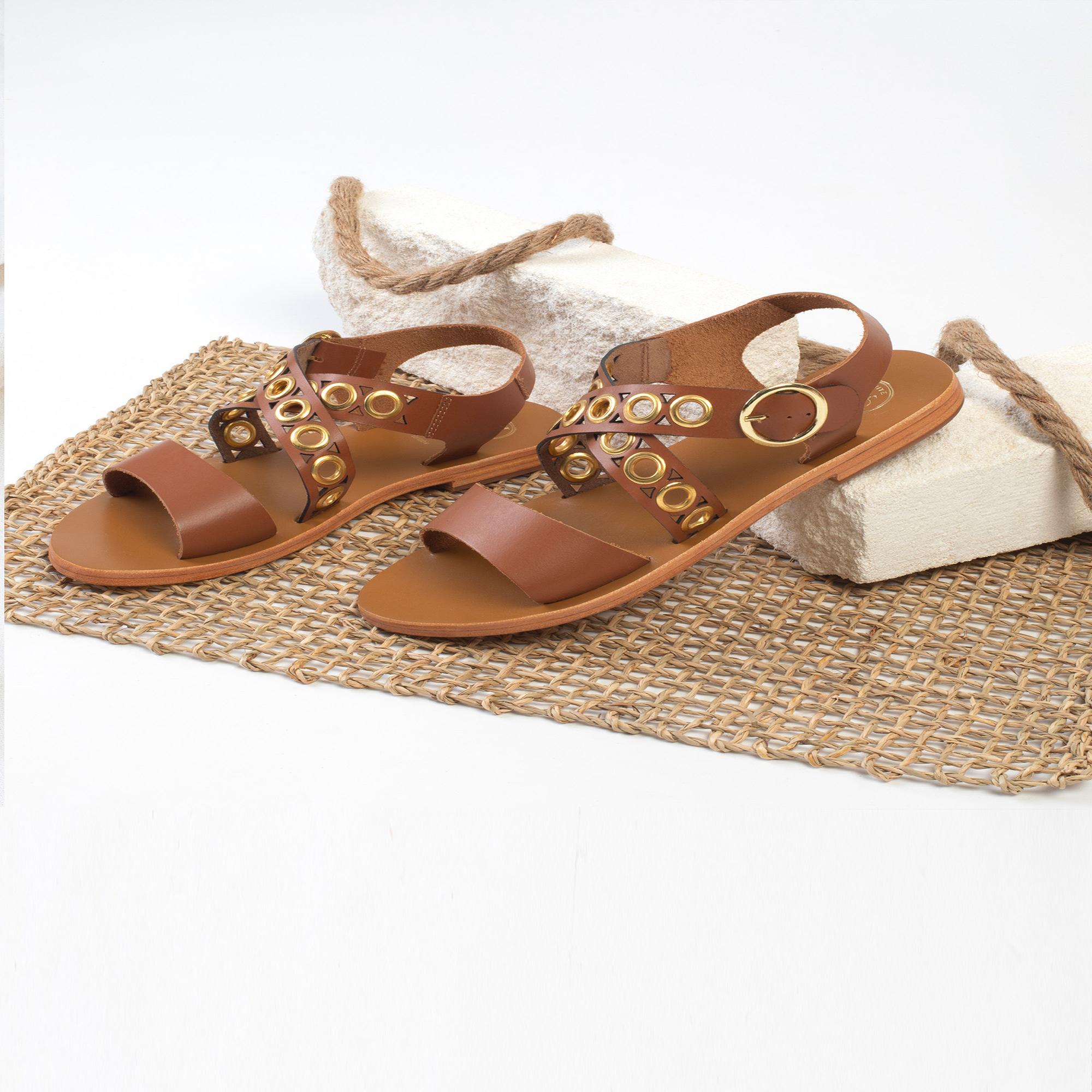 LOPIGNA sandales en cuir camel